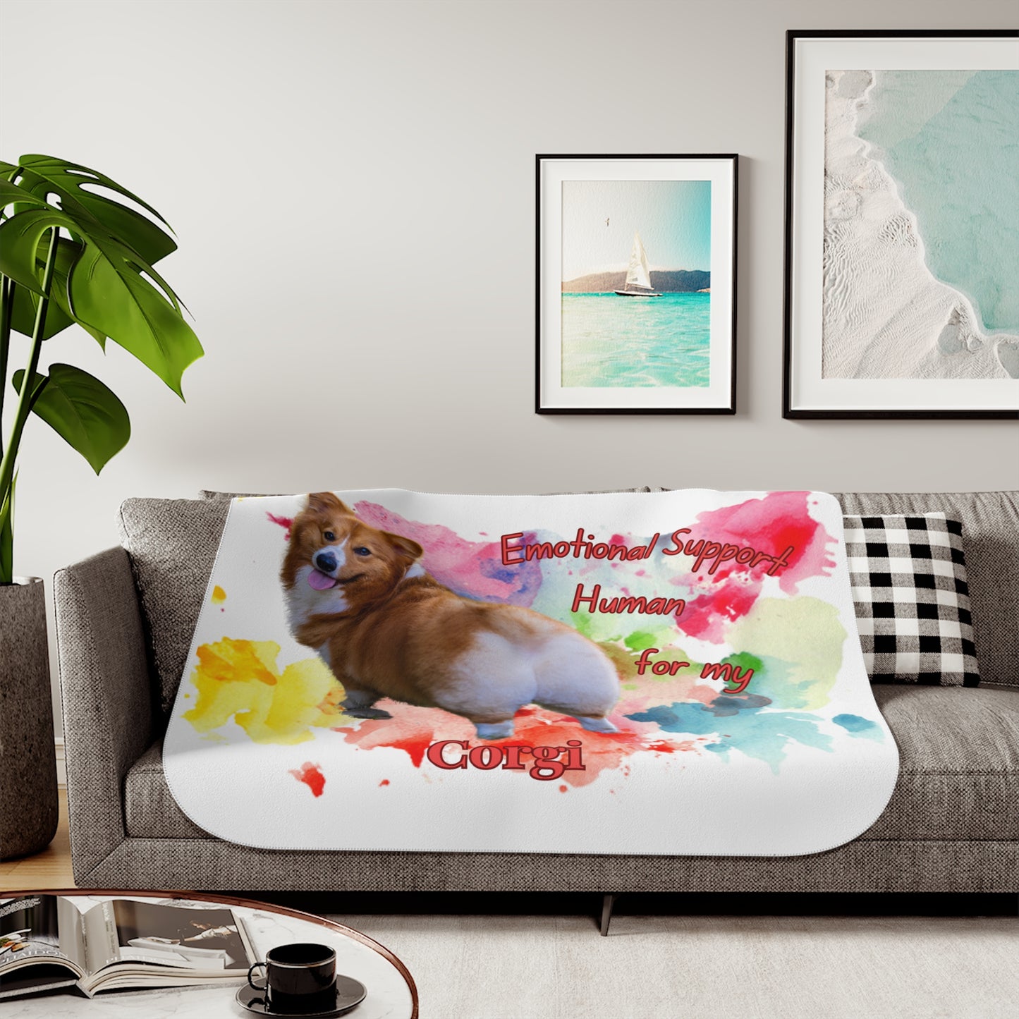 Corgi Emotional Support Sherpa Blanket - Cozy Pet Lover Throw