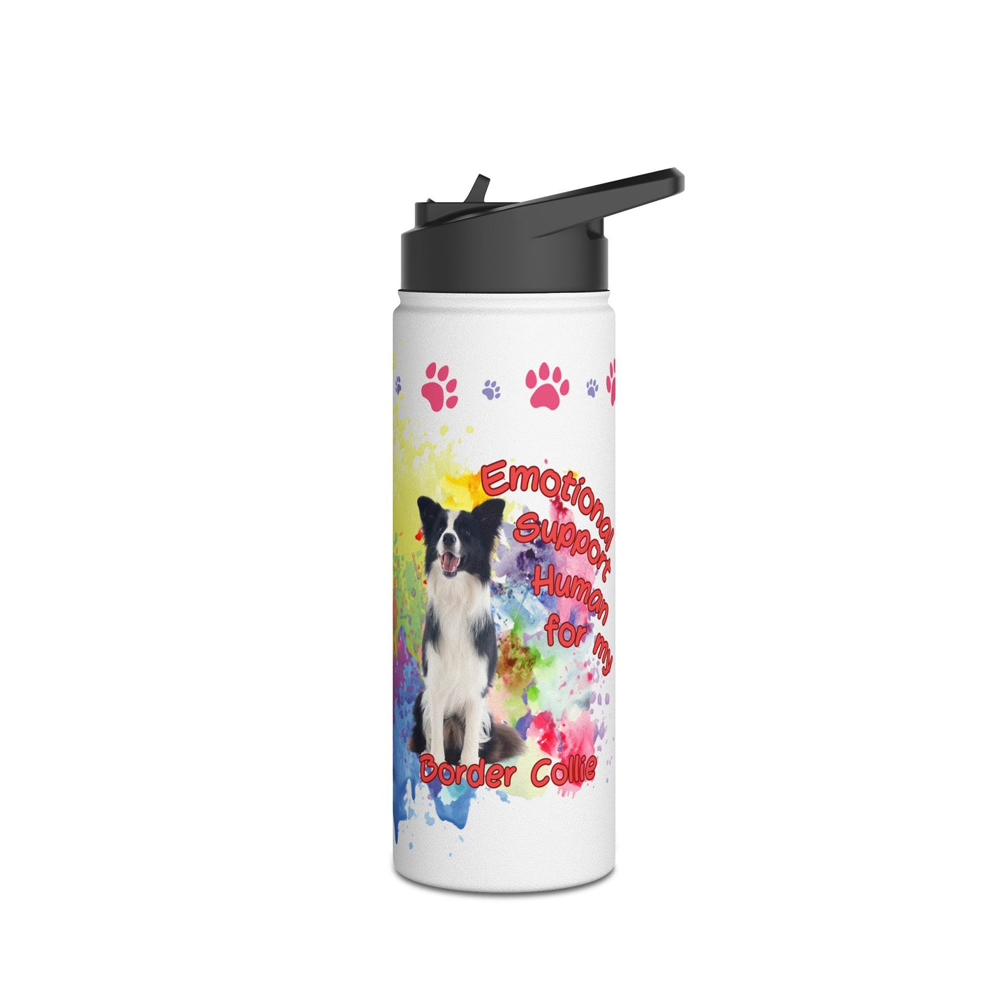 Emotional Support Human form my border Collie Sports Water bottle