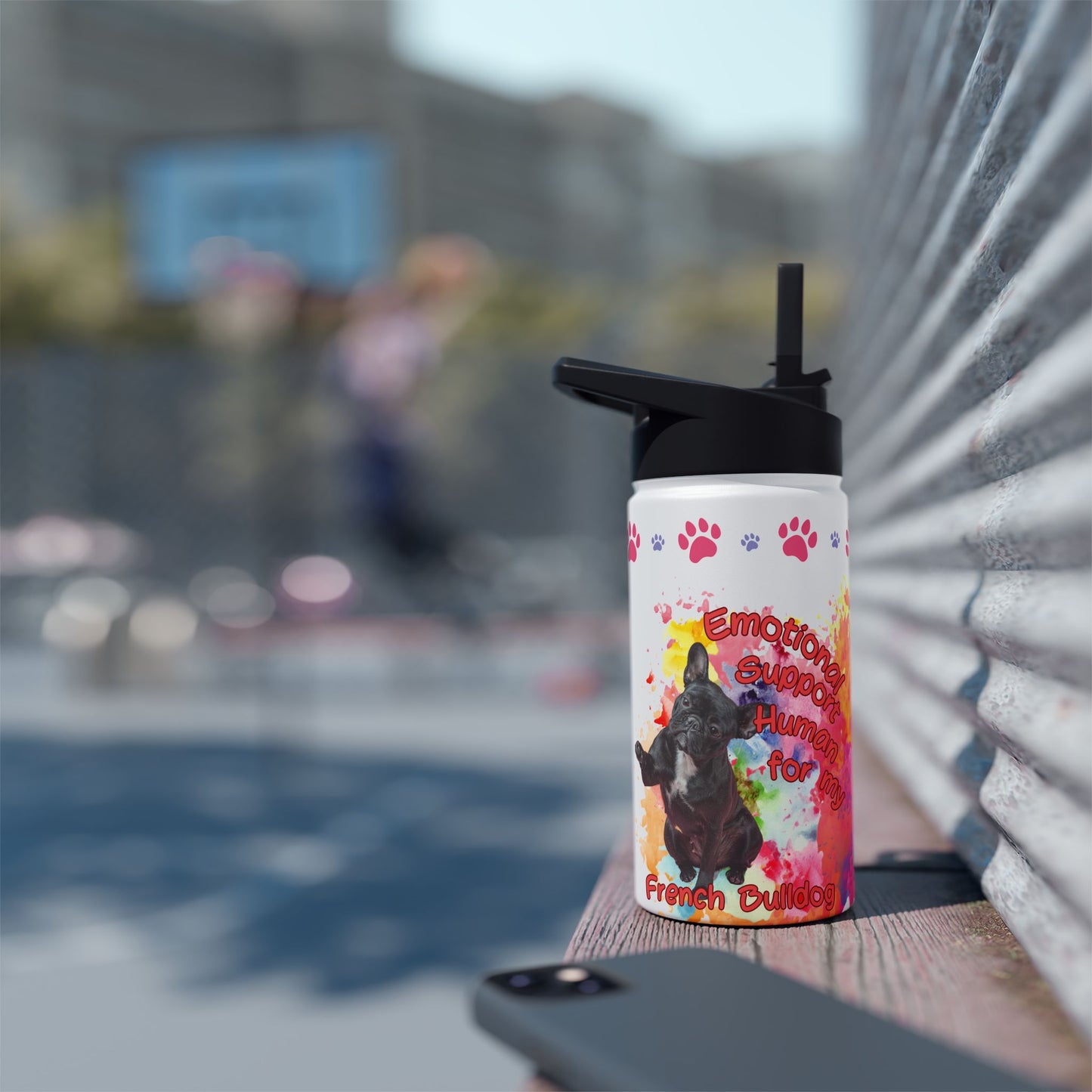 Emotional Support Human for my French Bulldog sports Water bottle