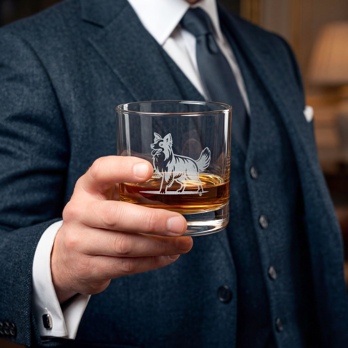 Border Collie Engraved Whiskey Glass