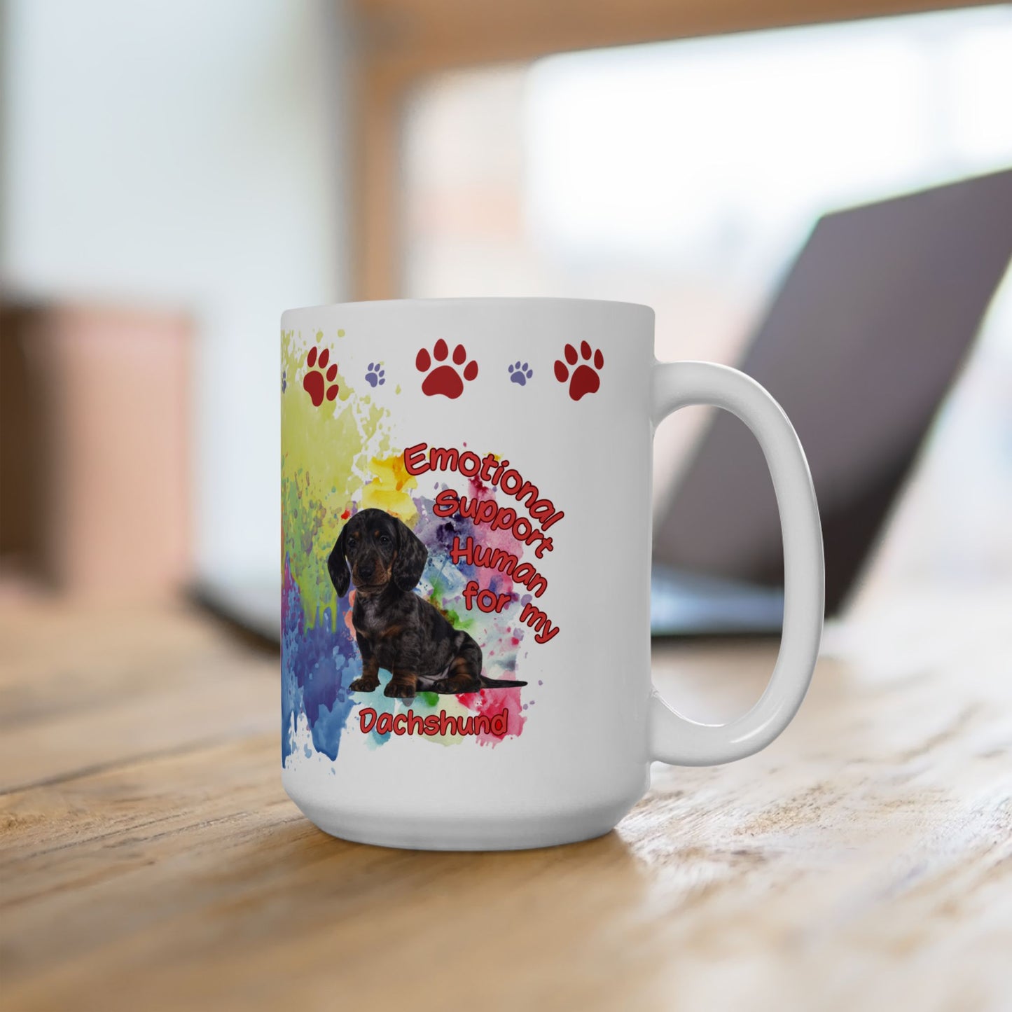 Emotional Support Human for my Dachshund, Smooth Hiar, Ceramic Coffee Mug