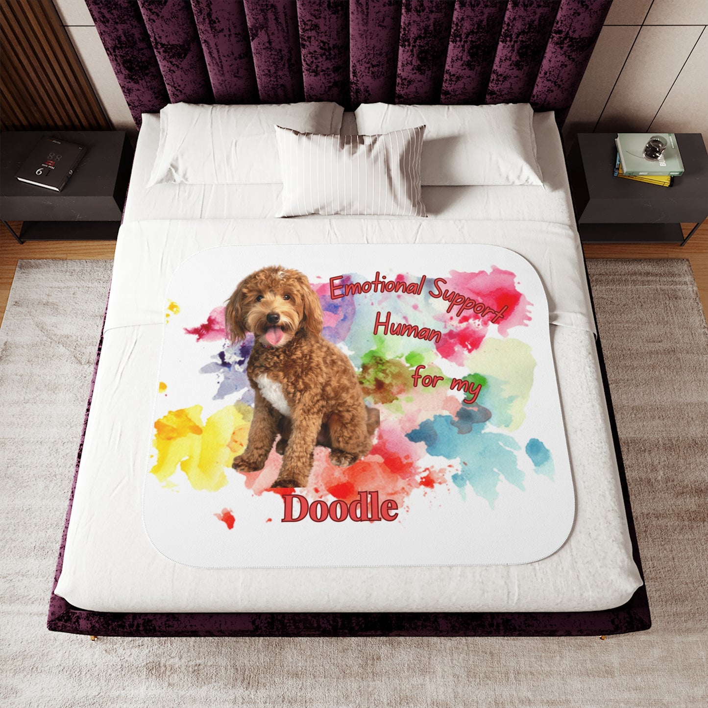 Emotional Support Doodle Dog Sherpa Blanket - Cozy Pet Gift