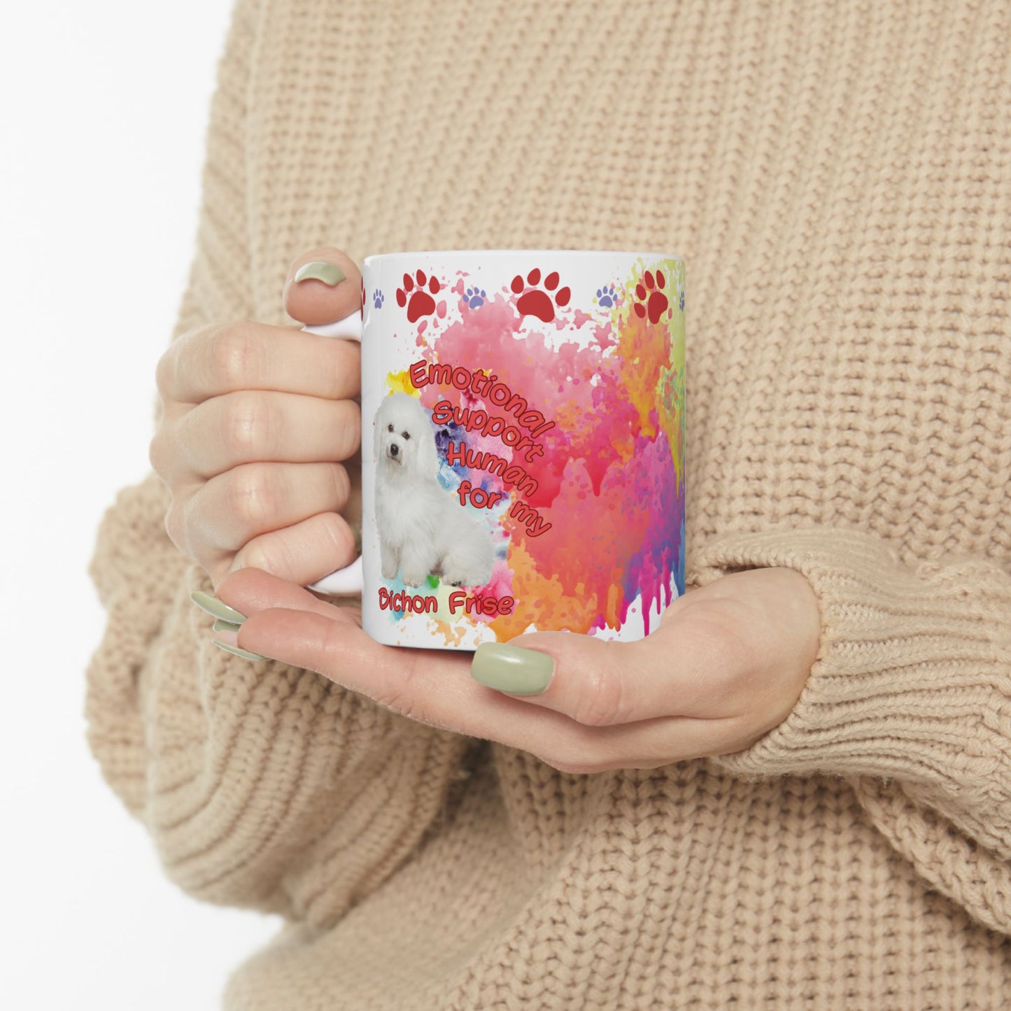 Emotional Support Human for Bichon Frise Ceramic Coffee Mug