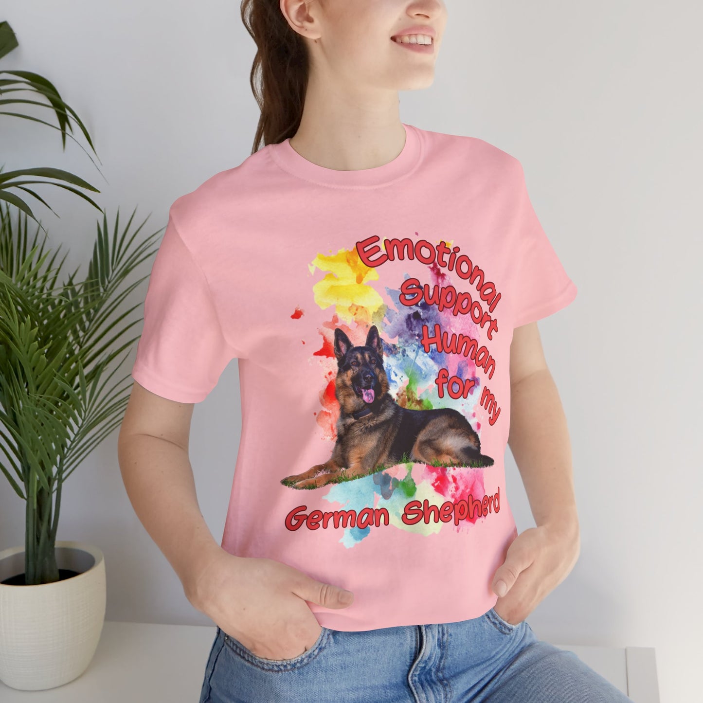 Emotional Support Human German Shepherd Tee - Unisex Jersey Short Sleeve