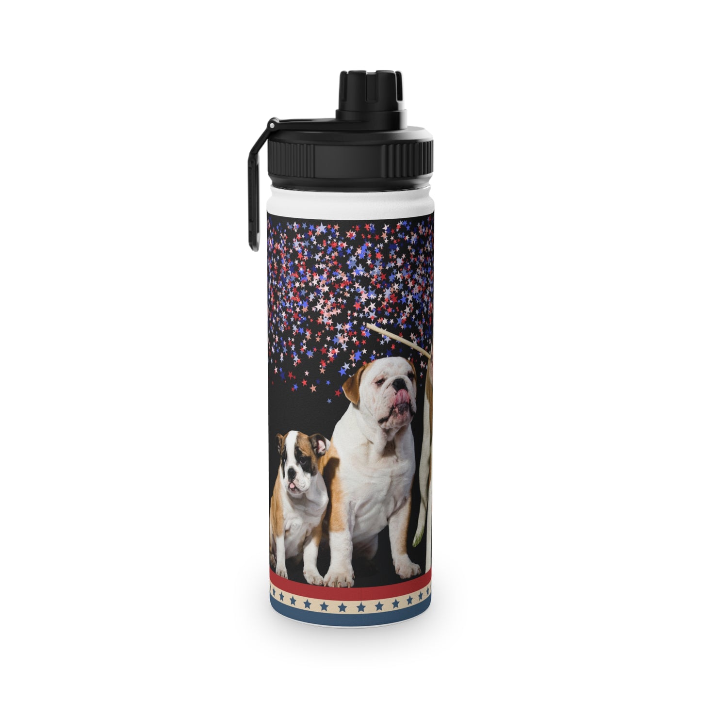 Patriotic American Bulldog Stainless Steel Water Bottle, Sports Lid