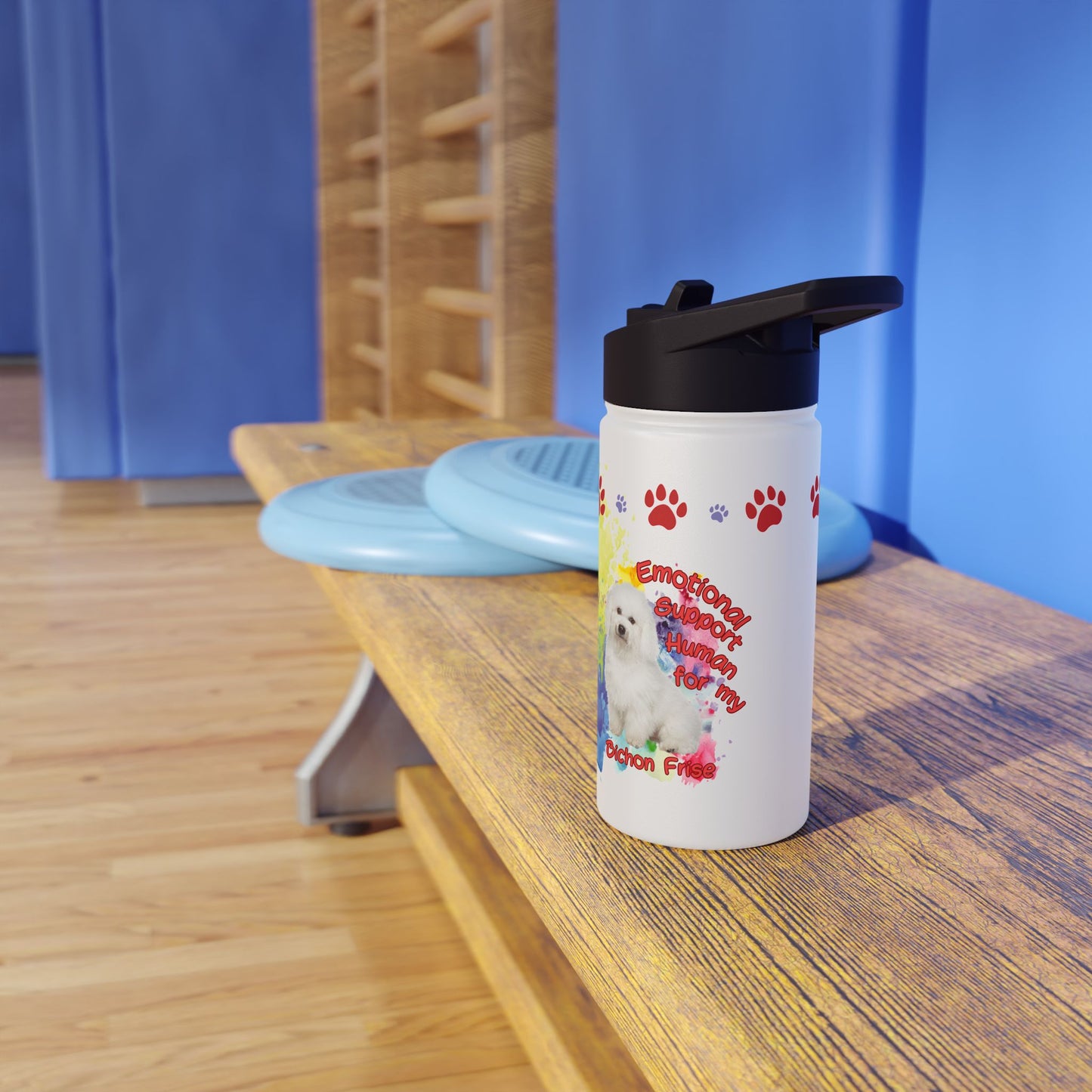 Emotional Support Human for my Bichon Frise Sports Water Bottle