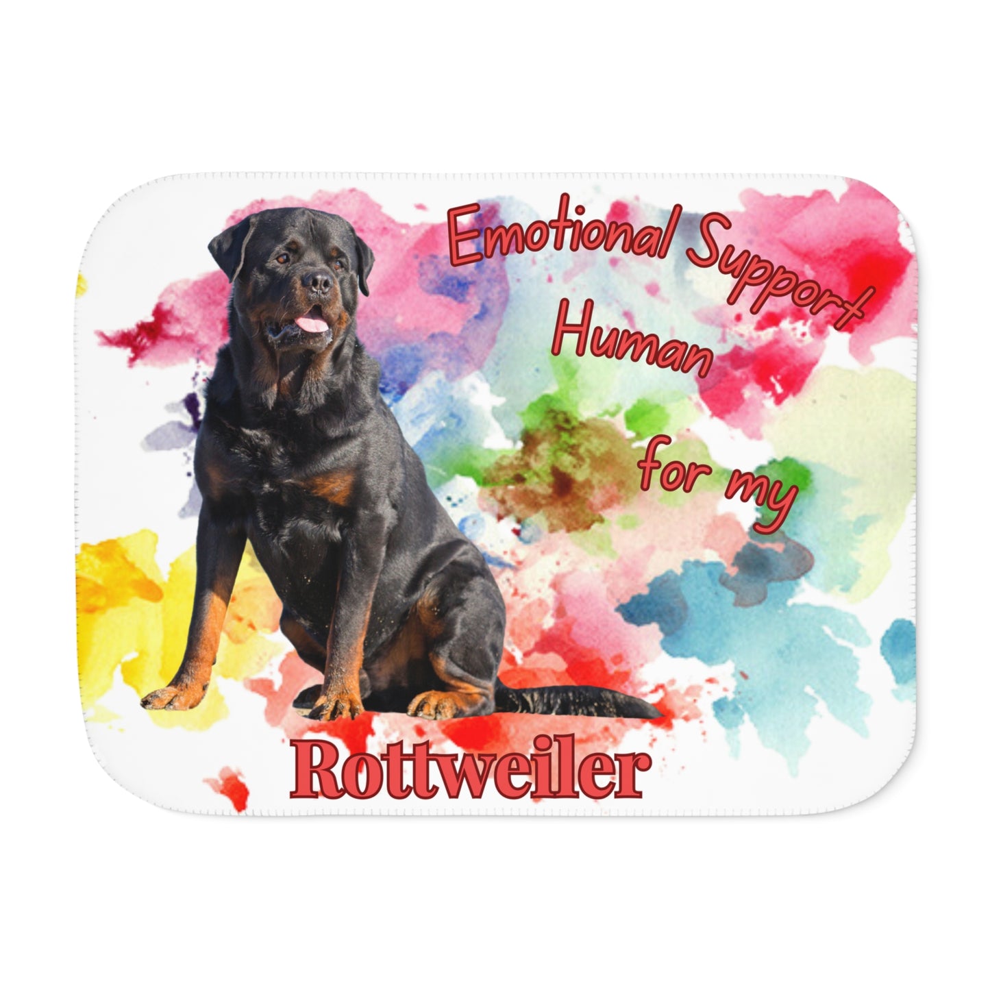 Emotional Support Human Sherpa Blanket - Rottweiler Design