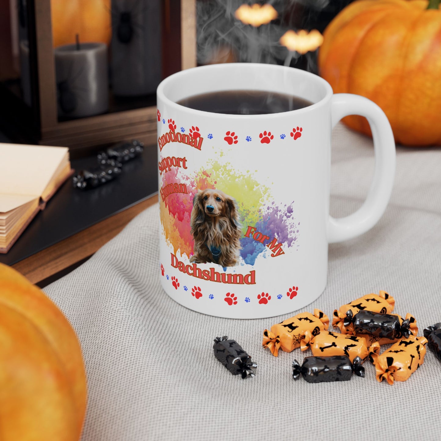 Emotional Support Dachshund Mug, Cute Dog Gift, Pet Lover Coffee Cup, Puppy Lover, Dog Mom Coffee Mug