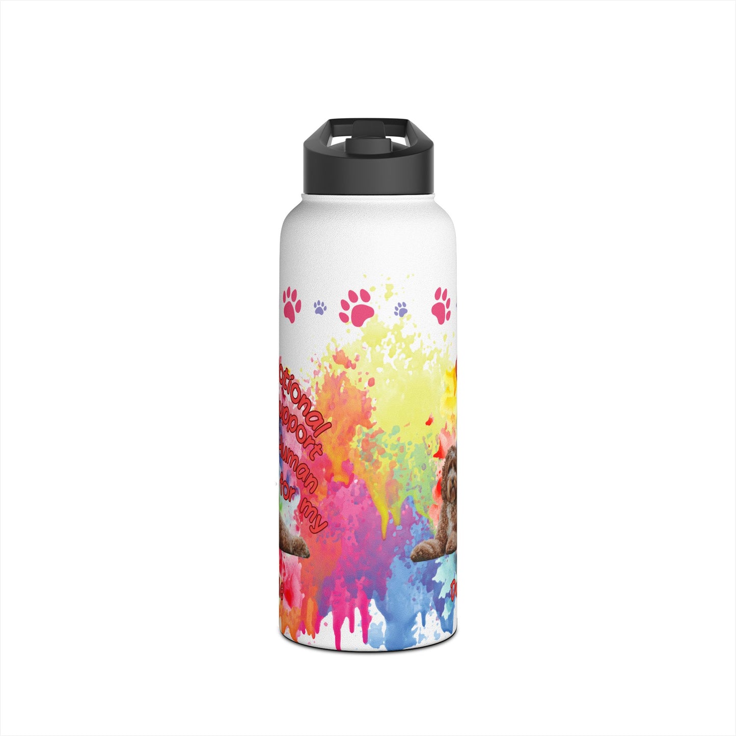 Emotional Support Human for my Doodle Dog Sports Water Bottle