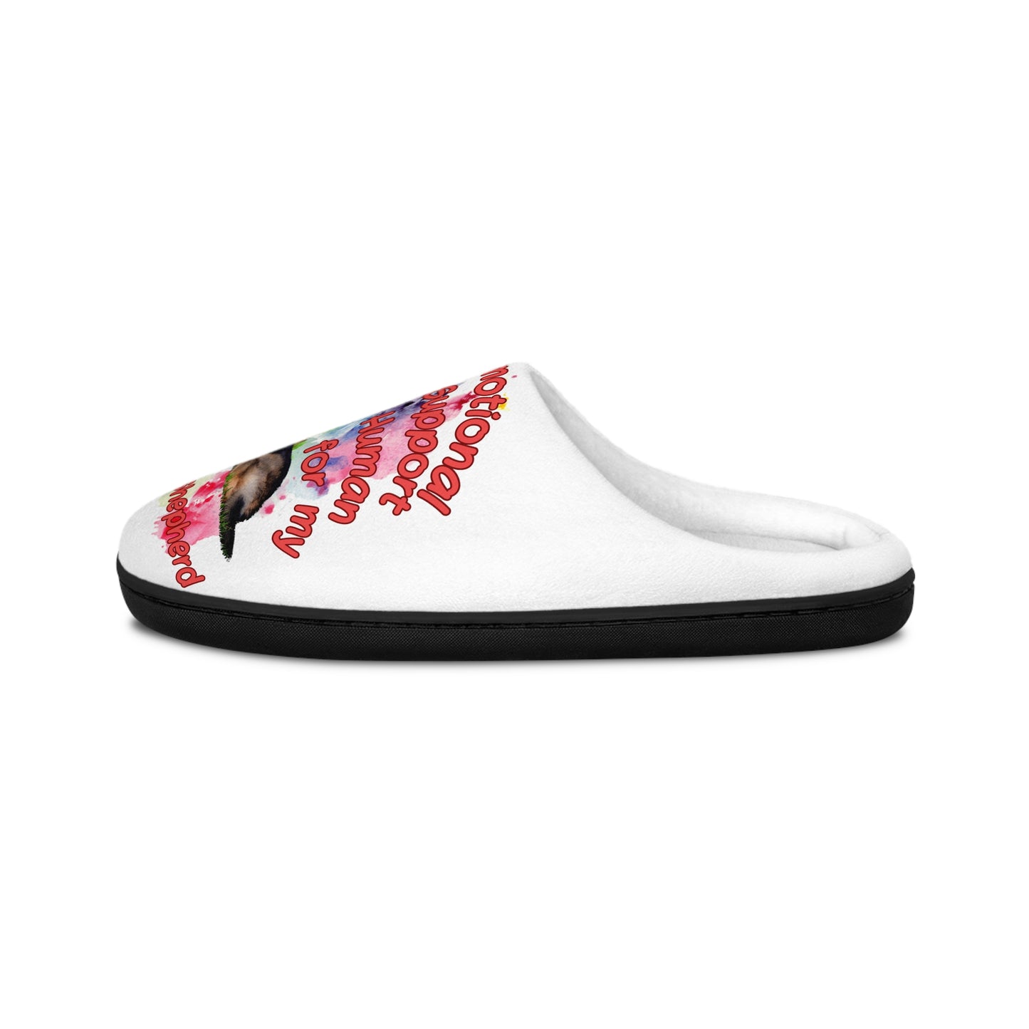 Emotional Support Human Women's Indoor Slippers - German Shepherd Design