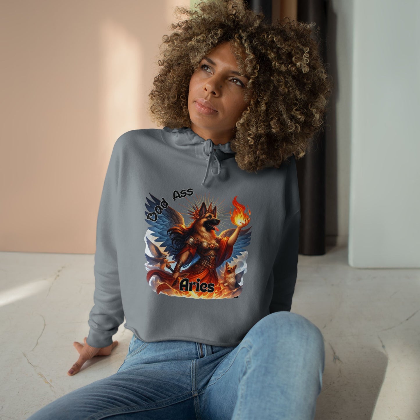 Bold Aries Crop Hoodie German Shepherd design