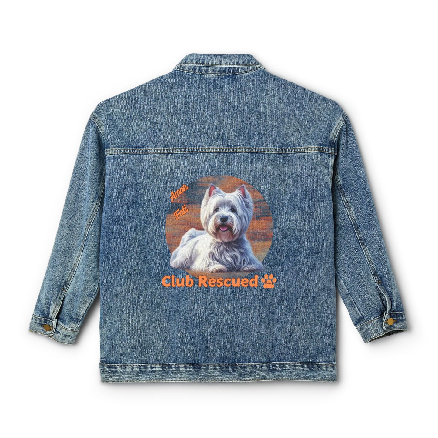 West Highland Terrier Club Rescued Women's Denim Jacket Amor Fati