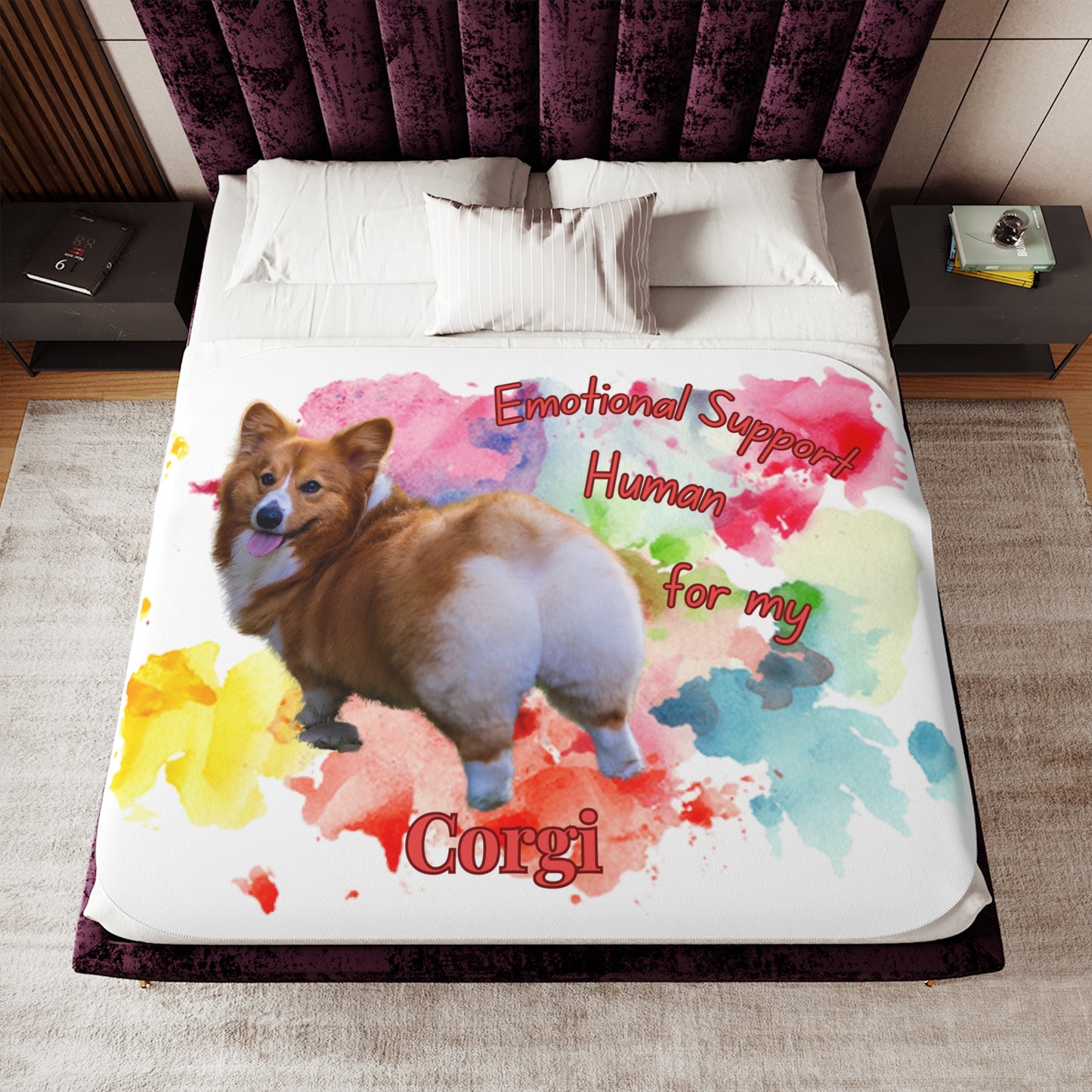 Corgi Emotional Support Sherpa Blanket - Cozy Pet Lover Throw