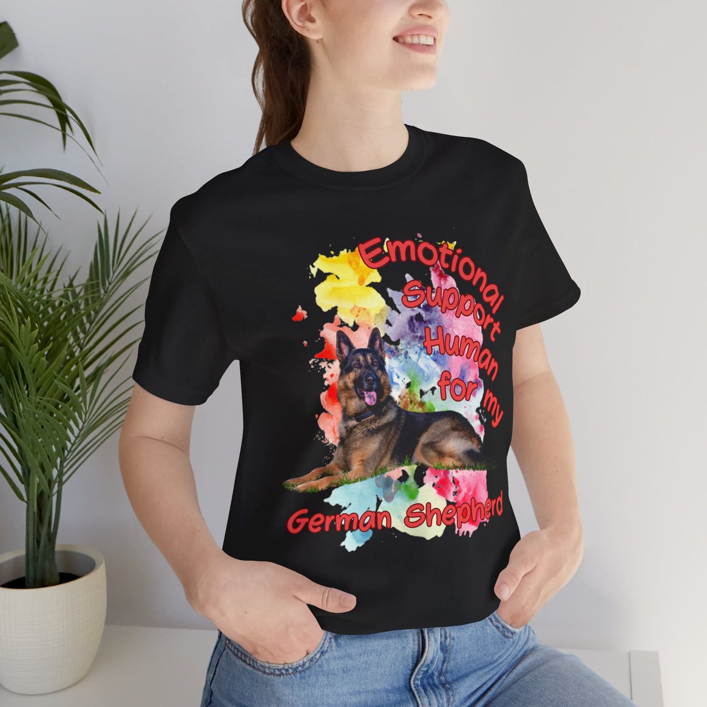 Emotional Support Human German Shepherd Tee - Unisex Jersey Short Sleeve