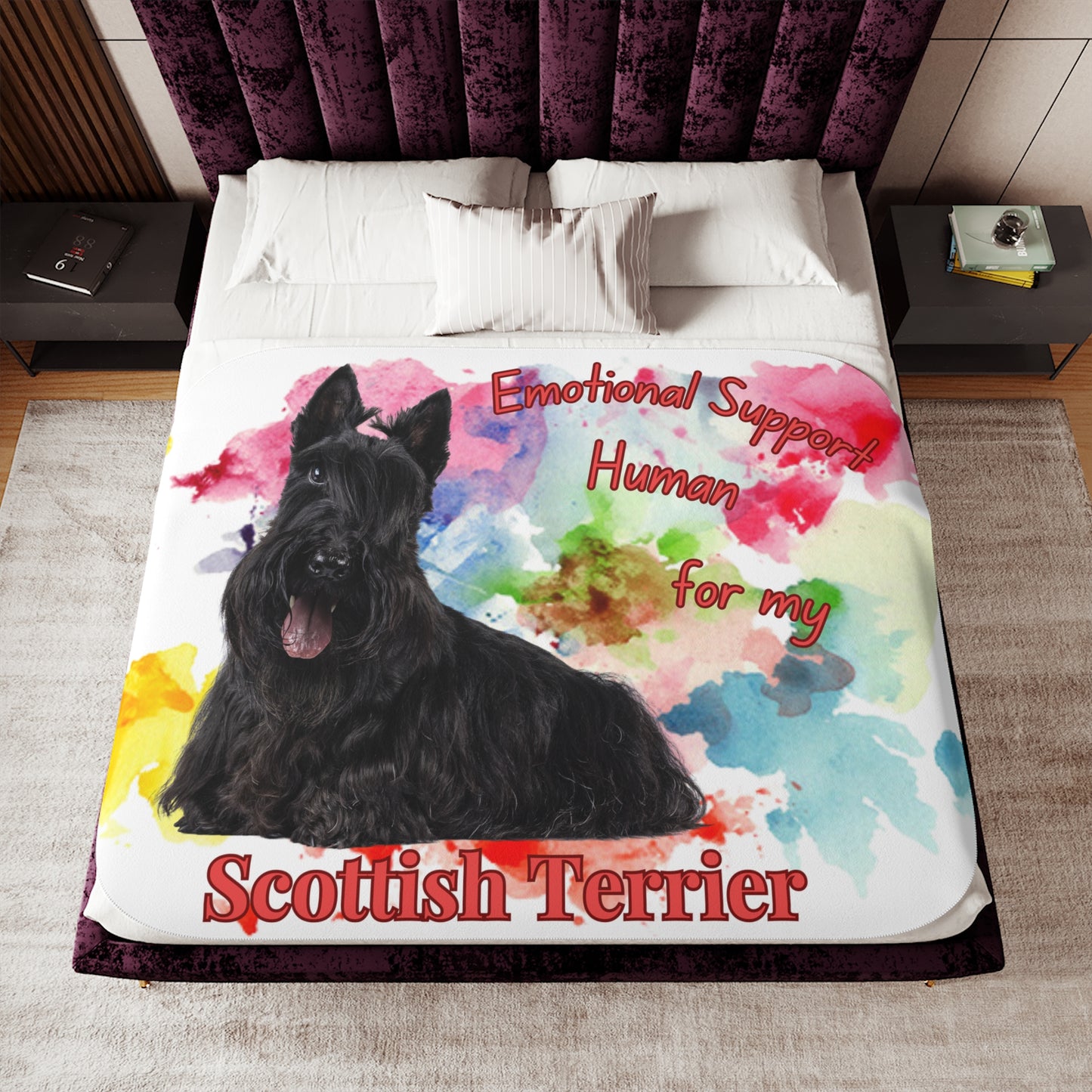 Emotional Support Human Sherpa Blanket - Scottish Terrier Design