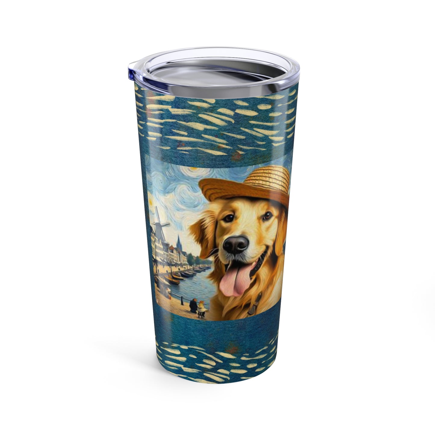 Van Gogh Golden Retriever Coffee Tumbler