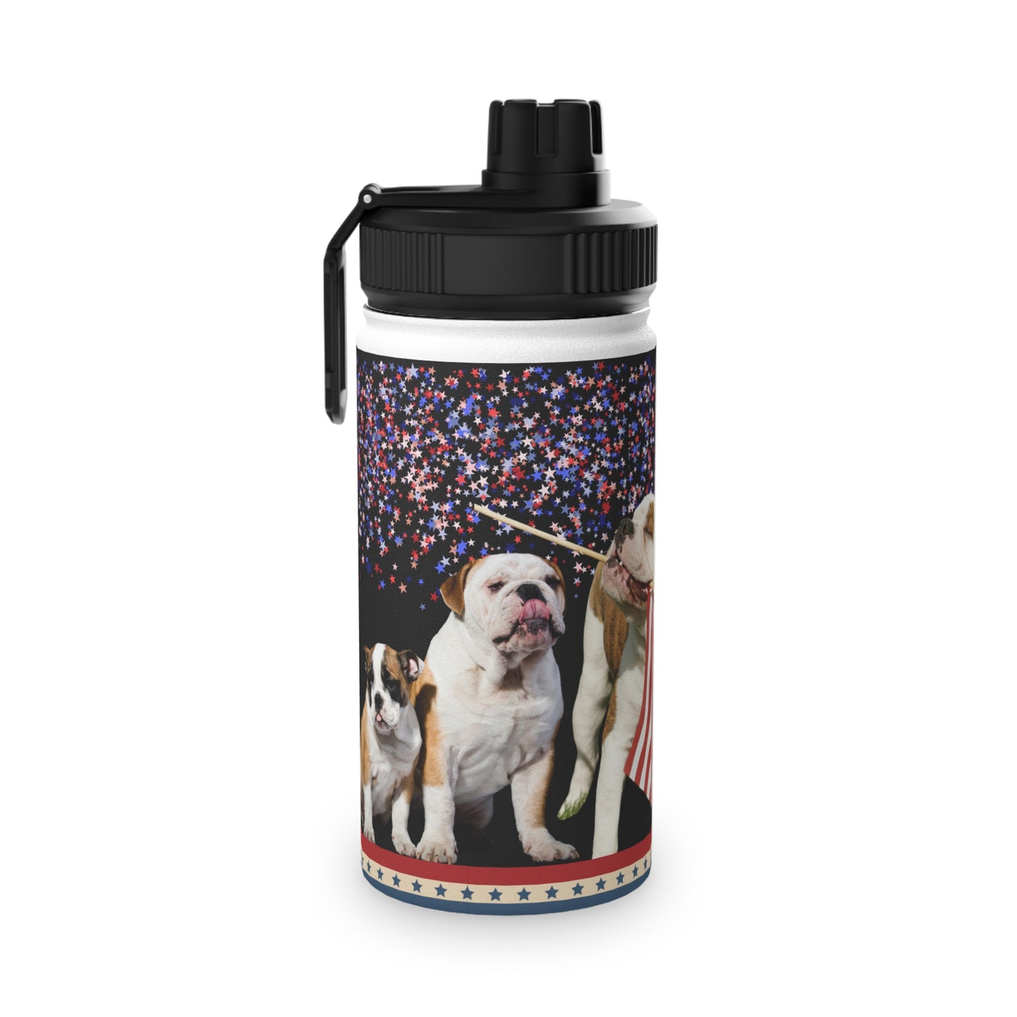 Patriotic American Bulldog Stainless Steel Water Bottle, Sports Lid