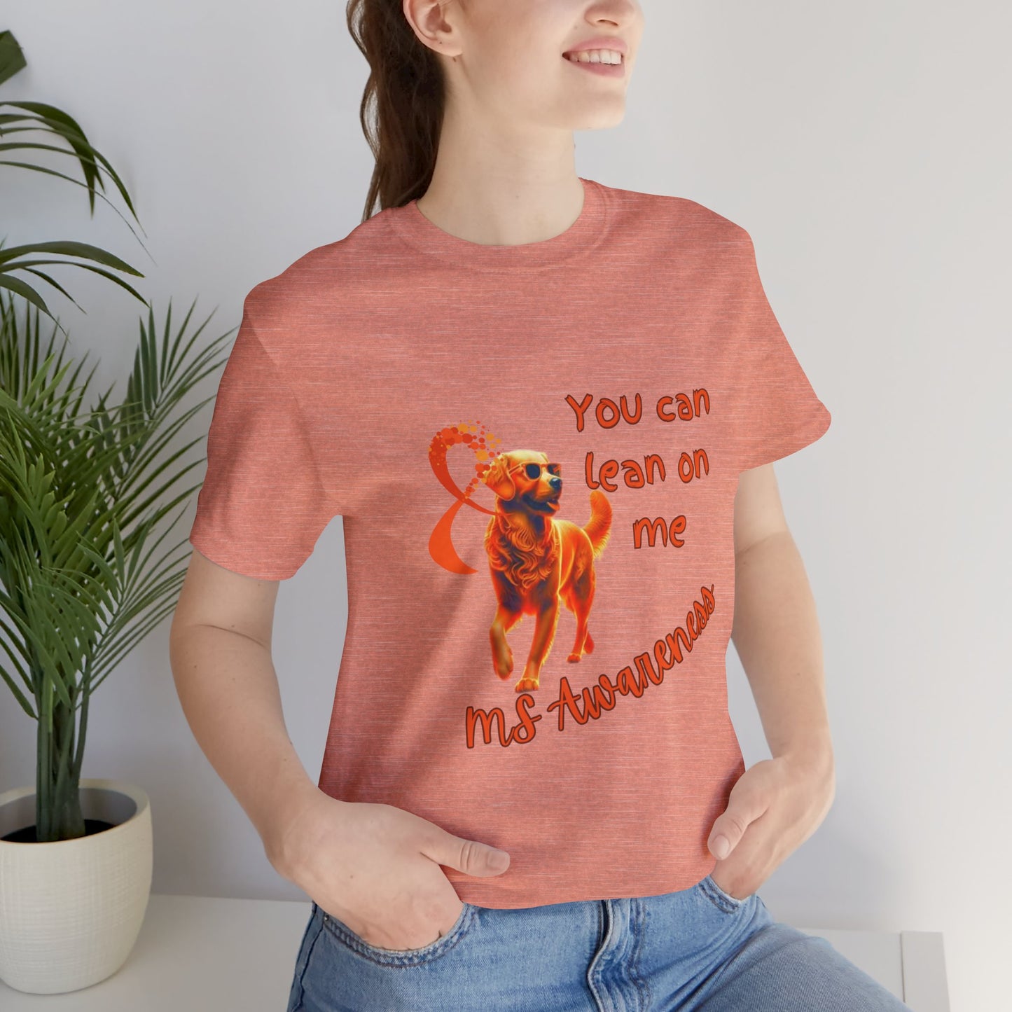 MS Awareness Golden Retriever lean on me Unisex Jersey Short Sleeve Tee