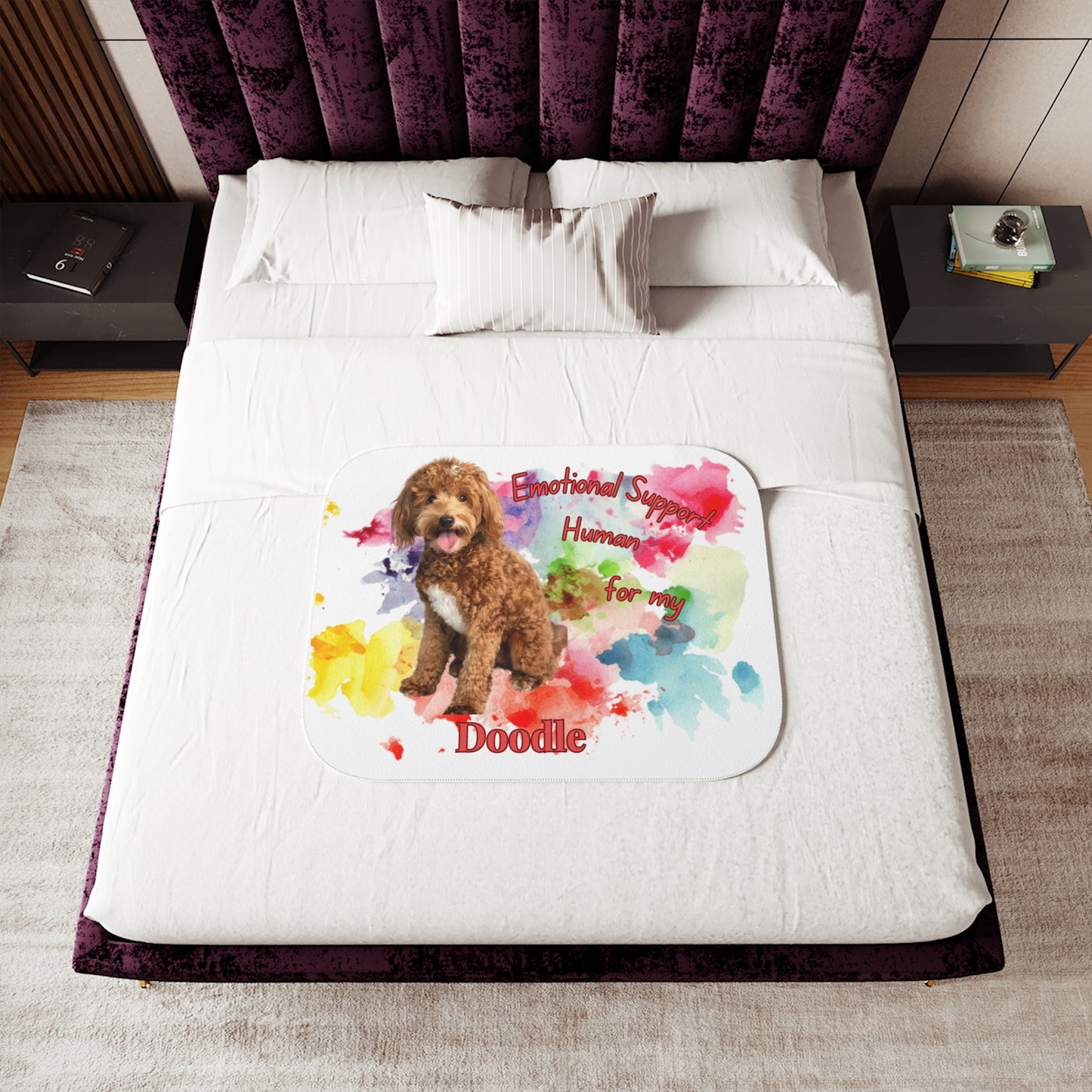 Emotional Support Doodle Dog Sherpa Blanket - Cozy Pet Gift