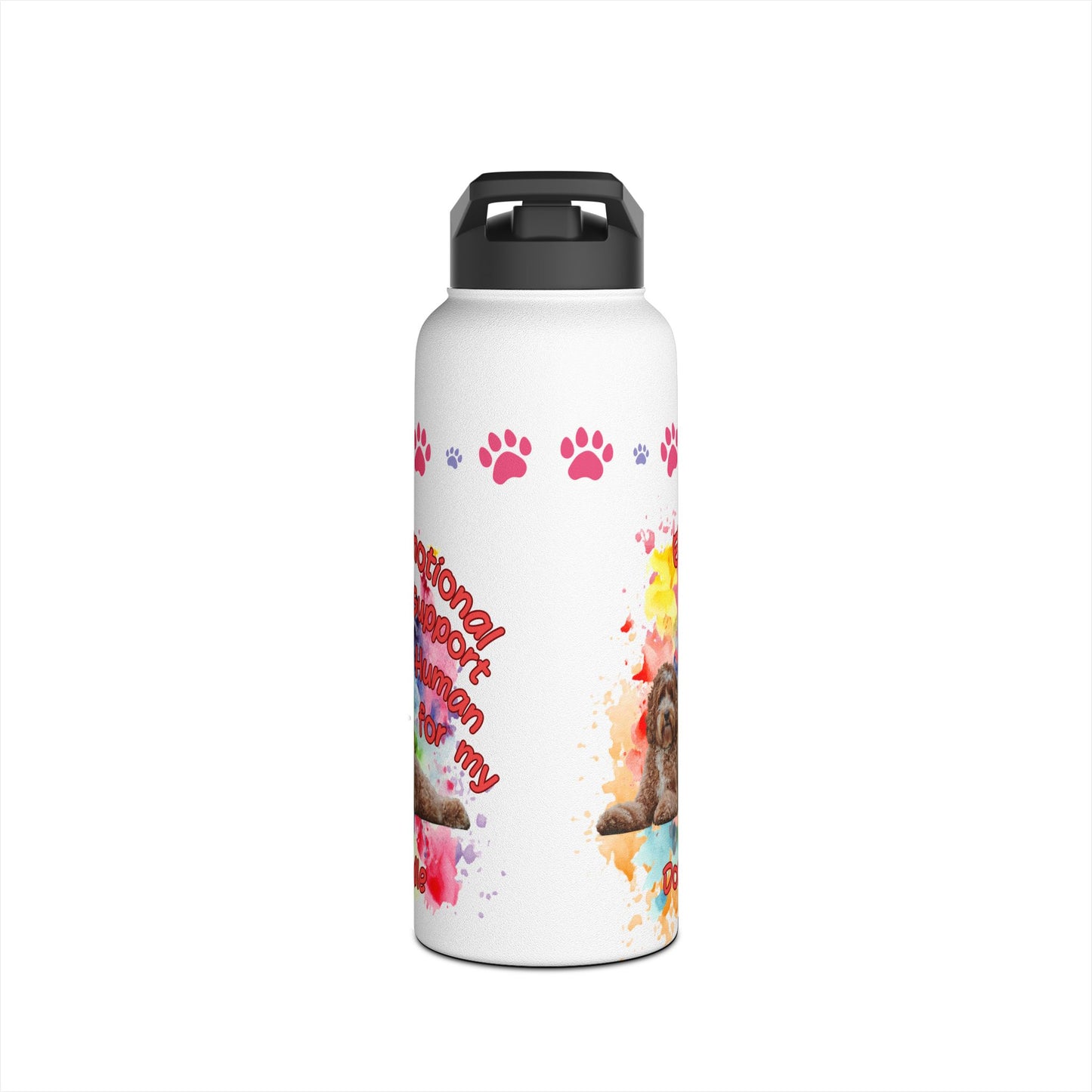 Emotional Support Human for my Doodle Dog Sports Water Bottle