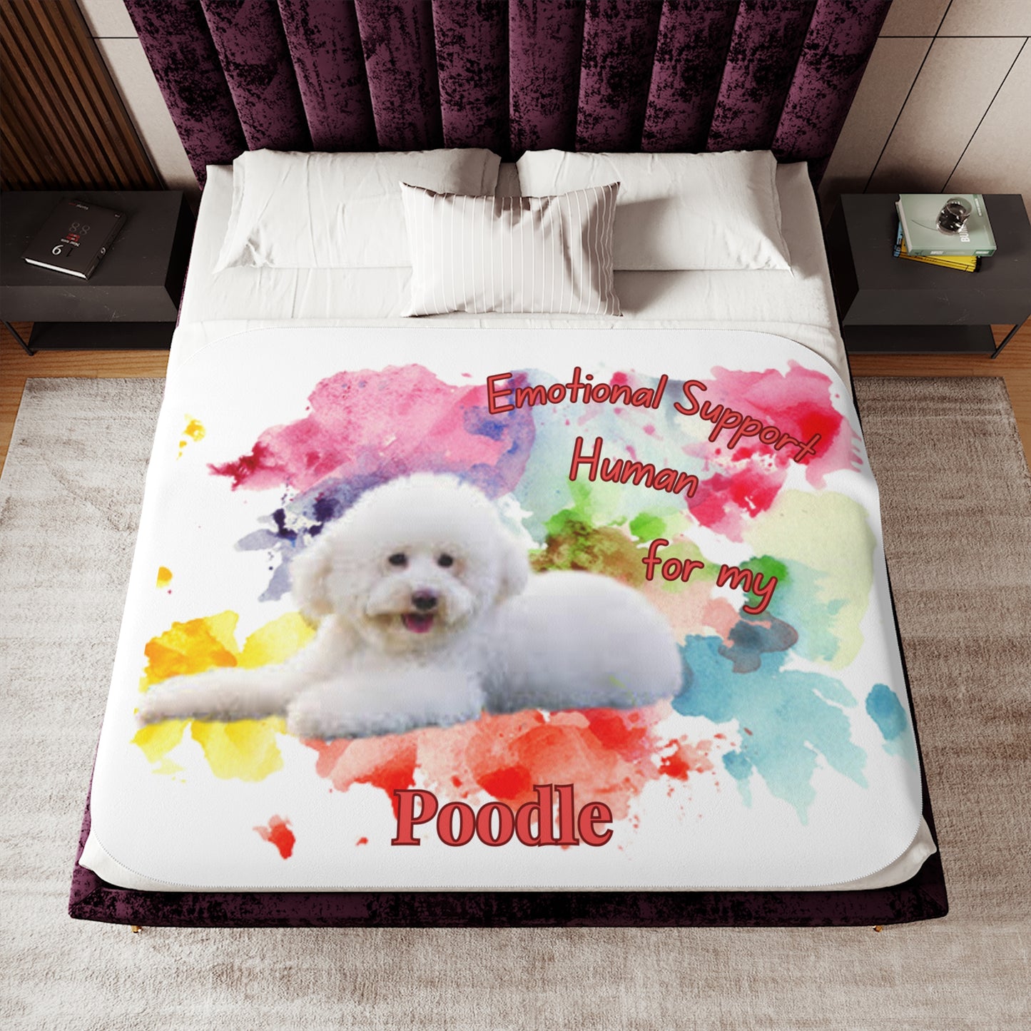Emotional Support Human Sherpa Blanket - Toy Poodle design