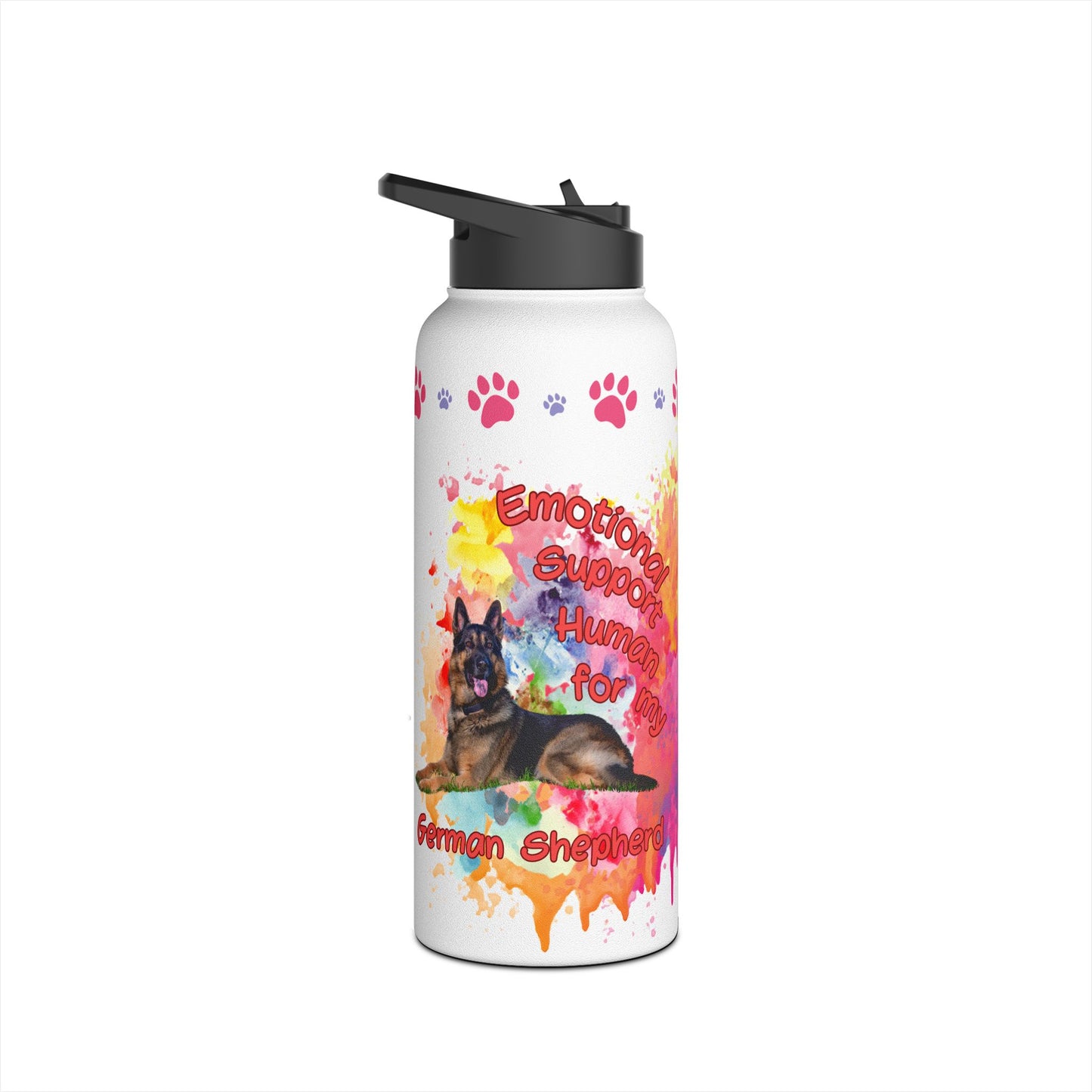 Emotional Support Human for my German Shepherd Sports Water bottle