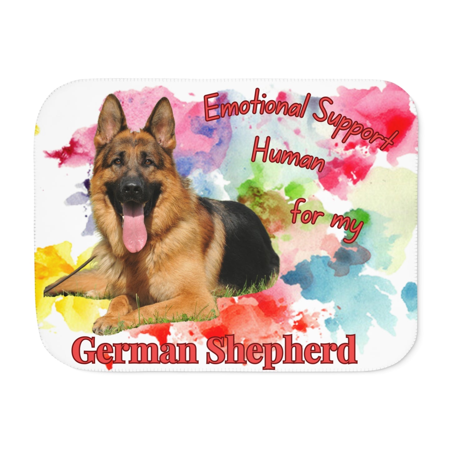 Emotional Support Human Sherpa Blanket - German Shepherd design