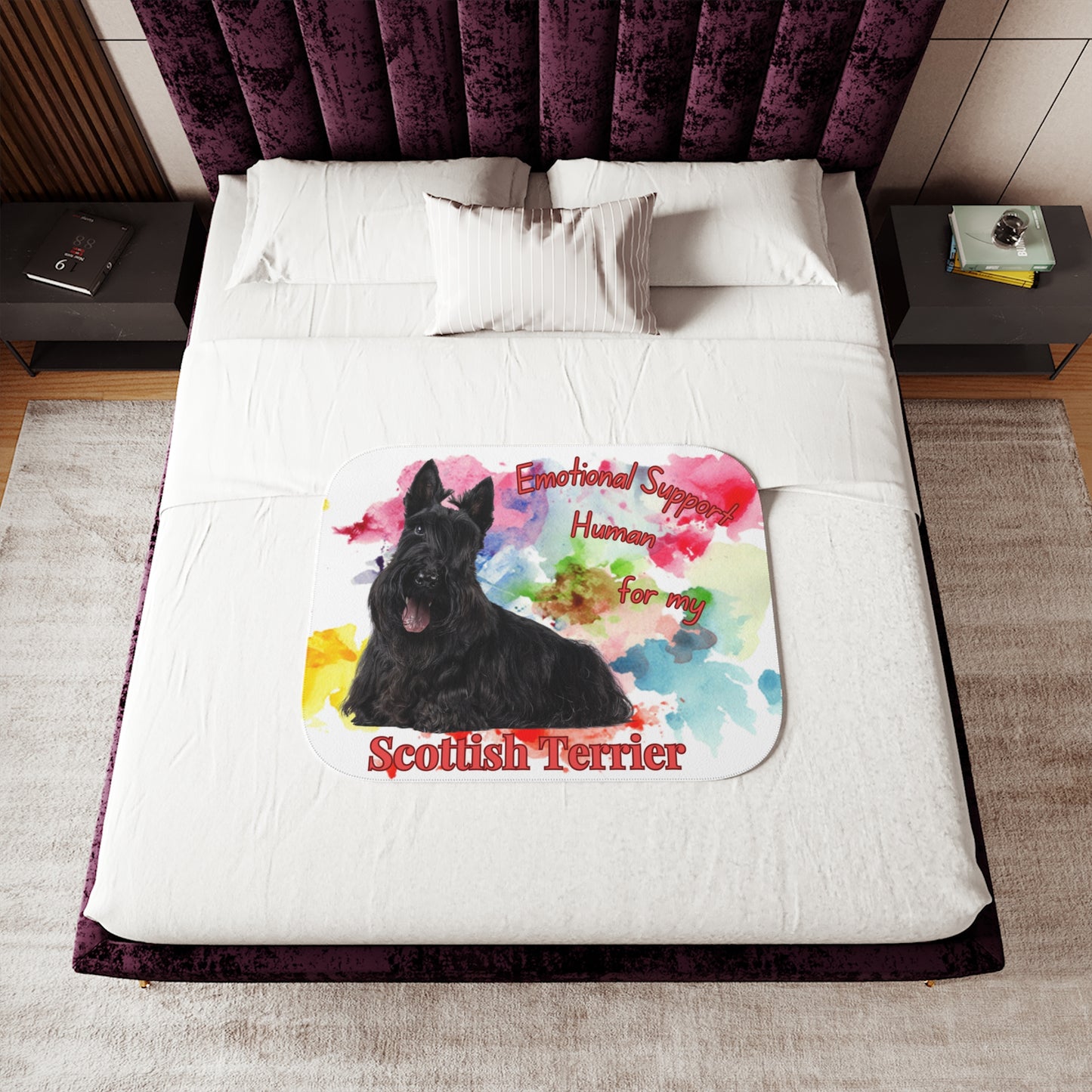 Emotional Support Human Sherpa Blanket - Scottish Terrier Design