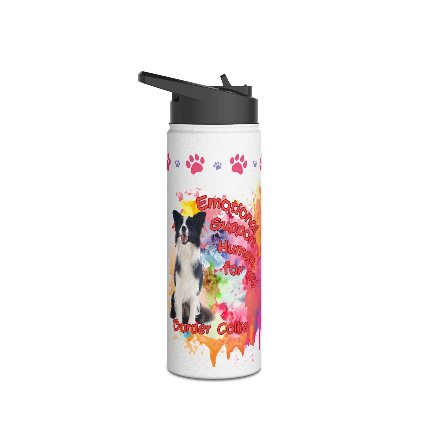 Emotional Support Human form my border Collie Sports Water bottle