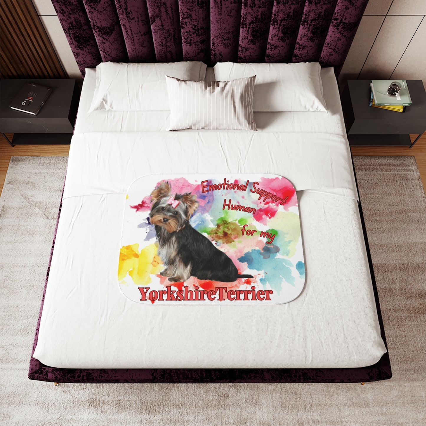 Emotional Support Sherpa Blanket Yorkshire Terrier Design