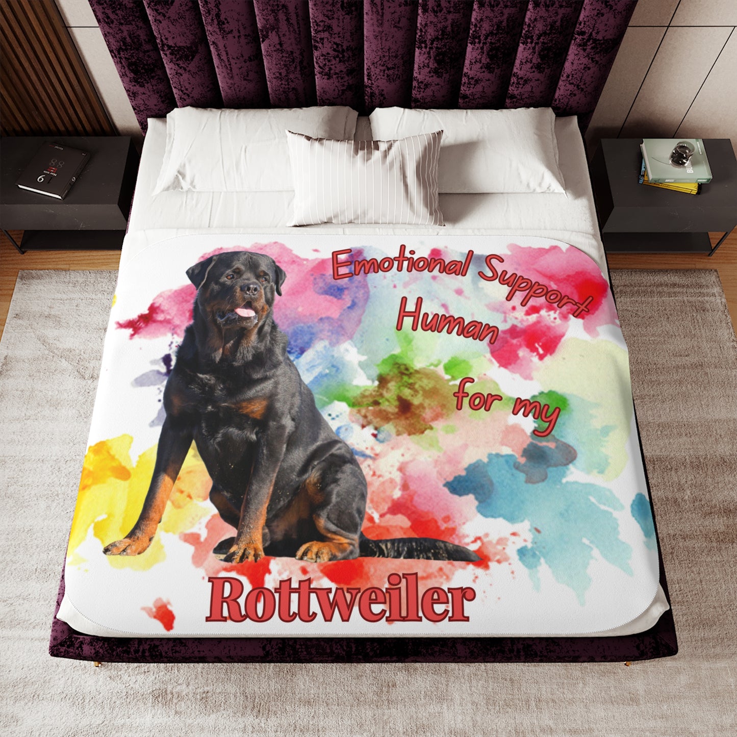 Emotional Support Human Sherpa Blanket - Rottweiler Design