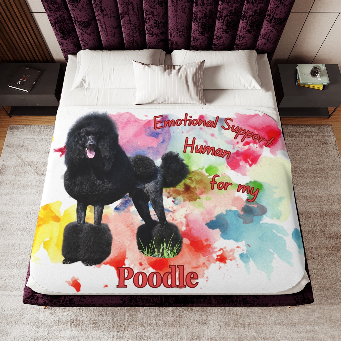 Poodle Emotional Human Support Sherpa Blanket - Standard Poodle design