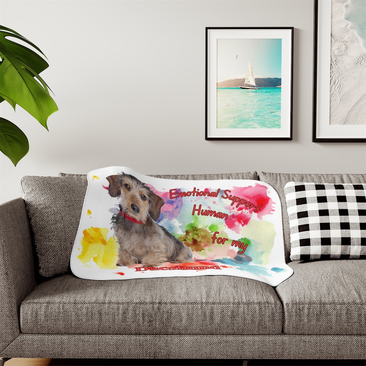 Wire Haired Dachshund Emotional Support Sherpa Blanket - Cozy Pet Lover Gift