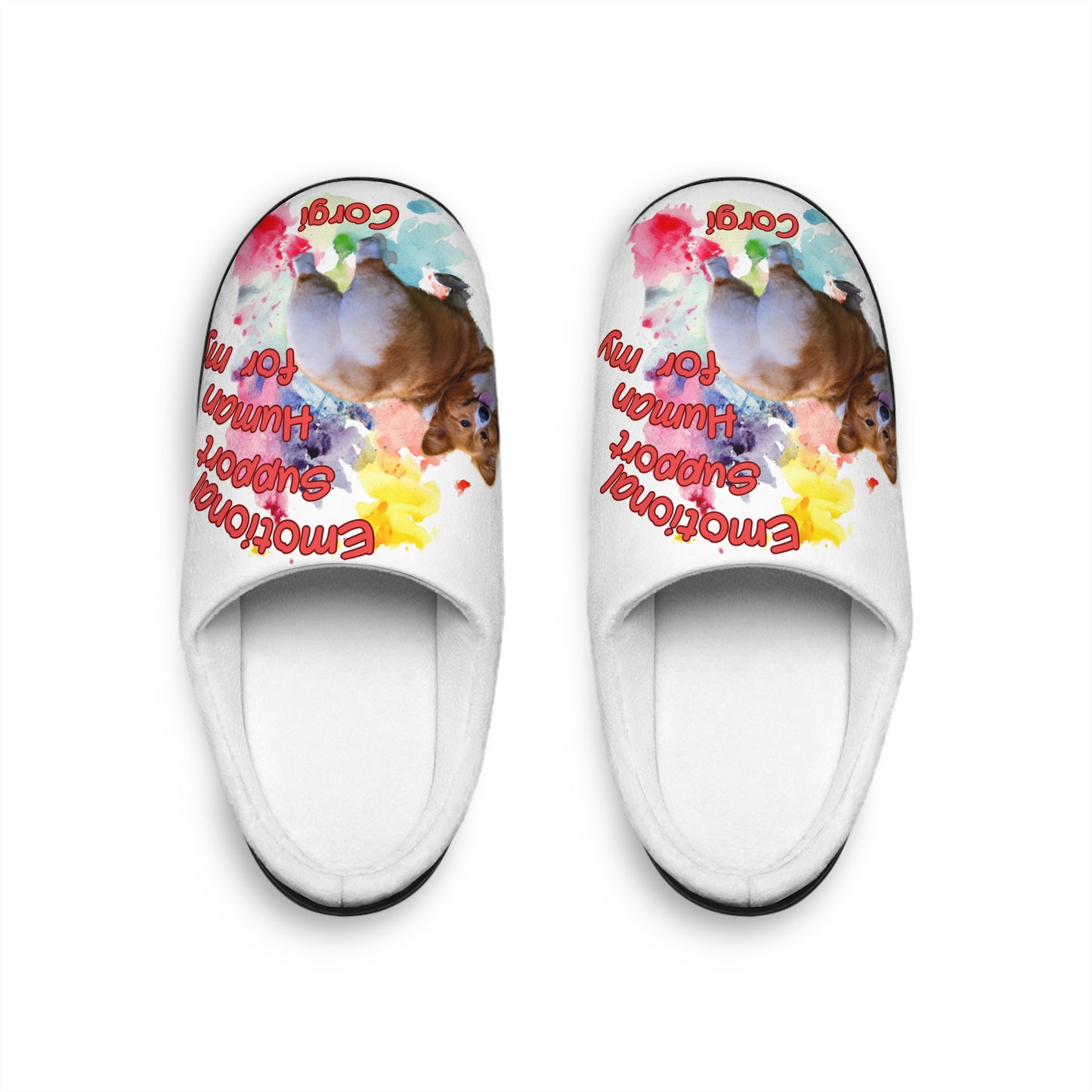 Emotional Support Human Women's Indoor Slipper - Corgi Design