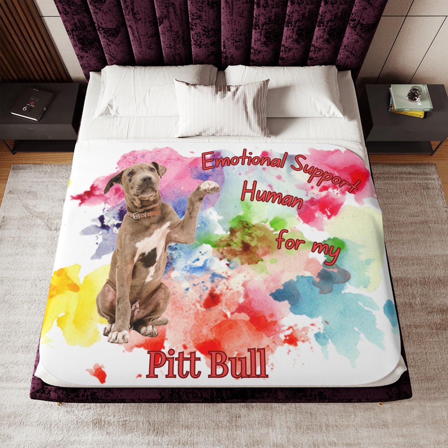 Emotional Support Pit Bull Sherpa Blanket - Cozy Animal Lover Gift
