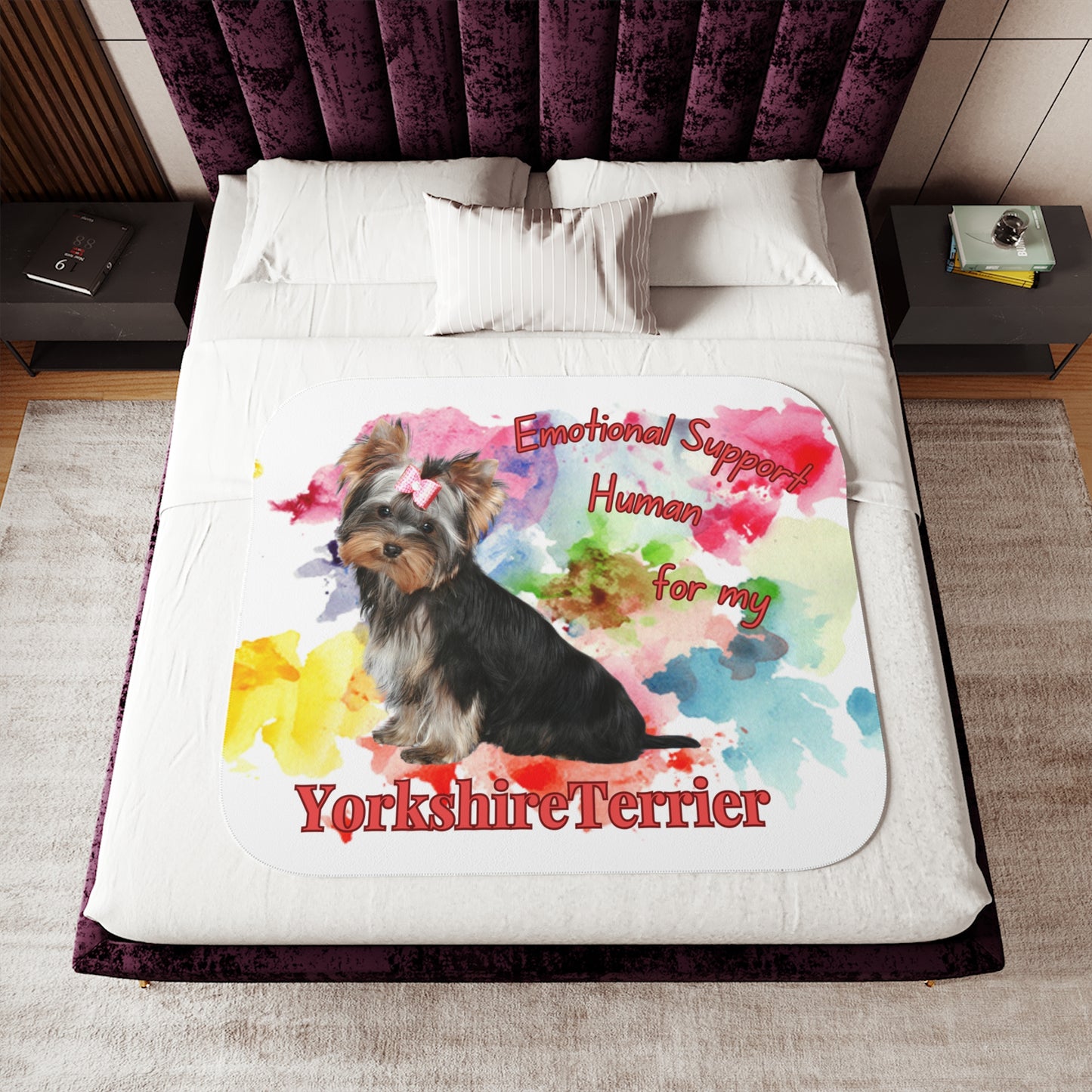 Emotional Support Sherpa Blanket Yorkshire Terrier Design