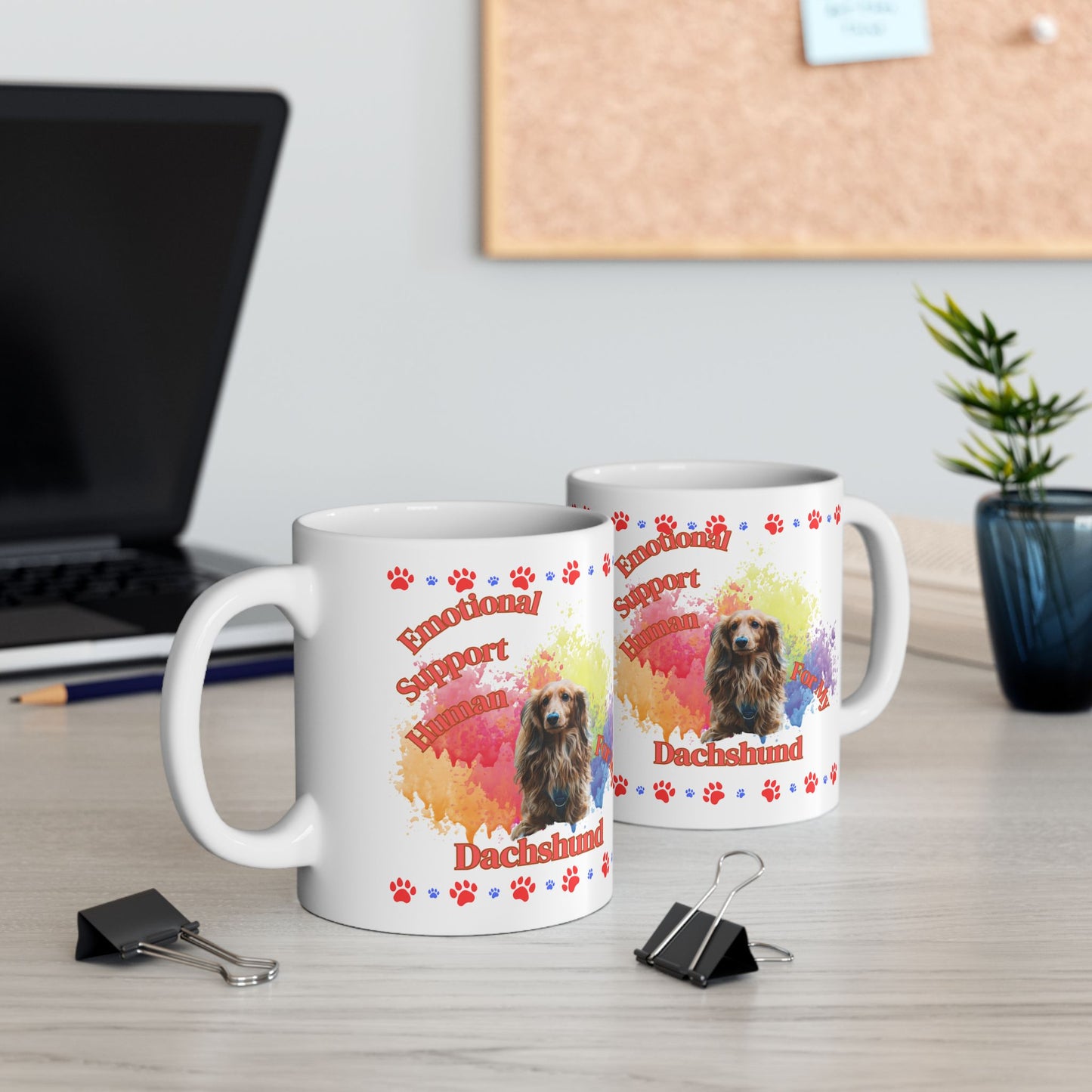 Emotional Support Dachshund Mug, Cute Dog Gift, Pet Lover Coffee Cup, Puppy Lover, Dog Mom Coffee Mug