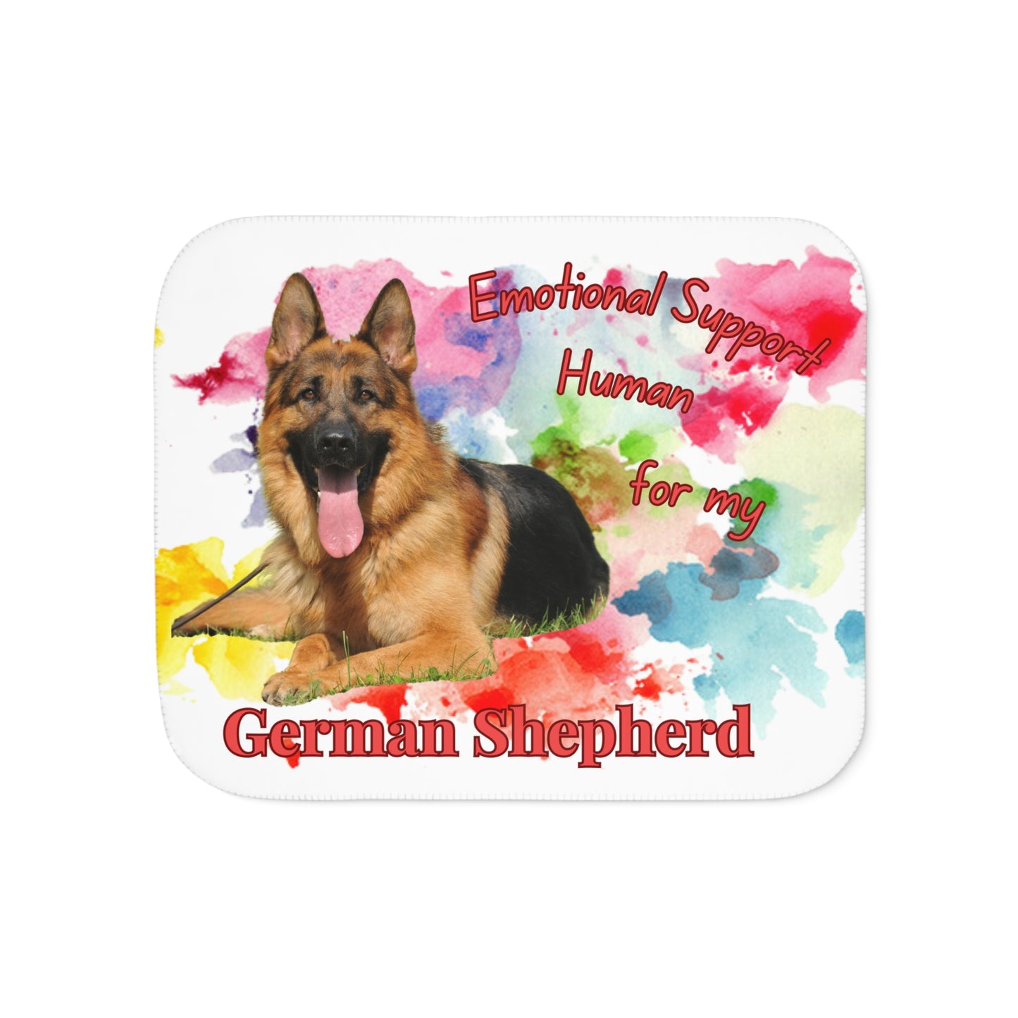 Emotional Support Human Sherpa Blanket - German Shepherd design