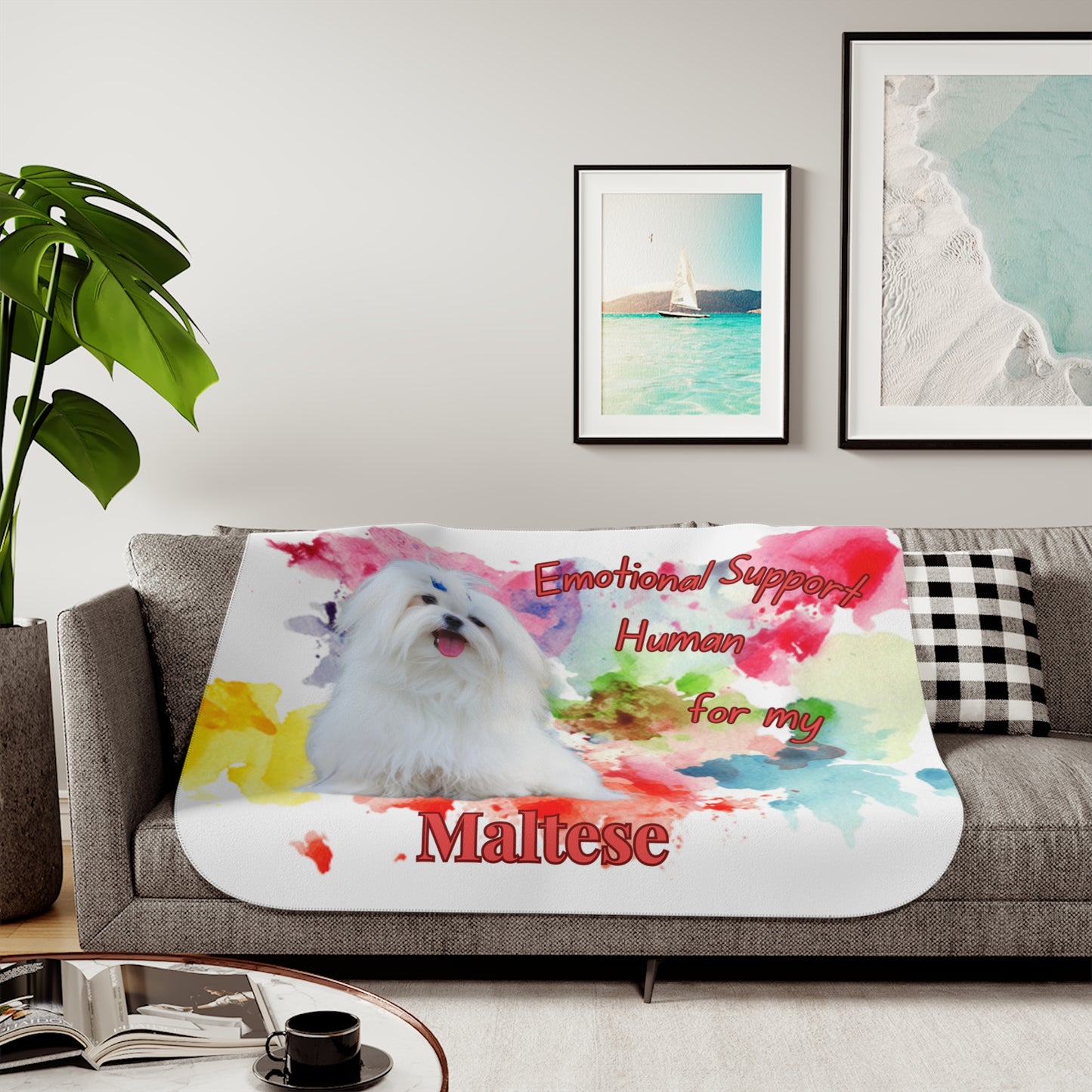Emotional Support Human Sherpa Blanket for Maltese - Cozy Pet Gift
