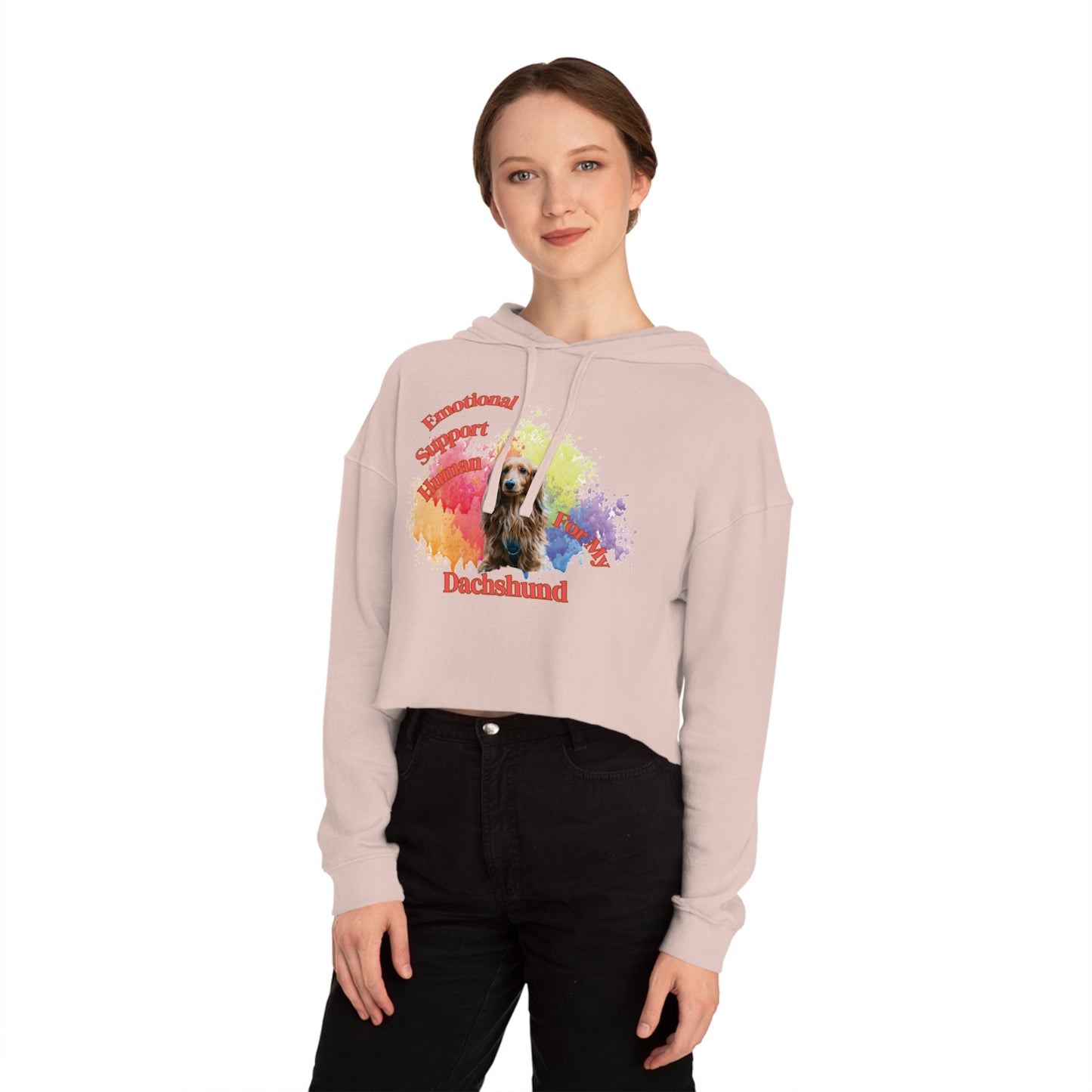 Emotional Support Human for my Long Haired Dachshund cropped hoodie