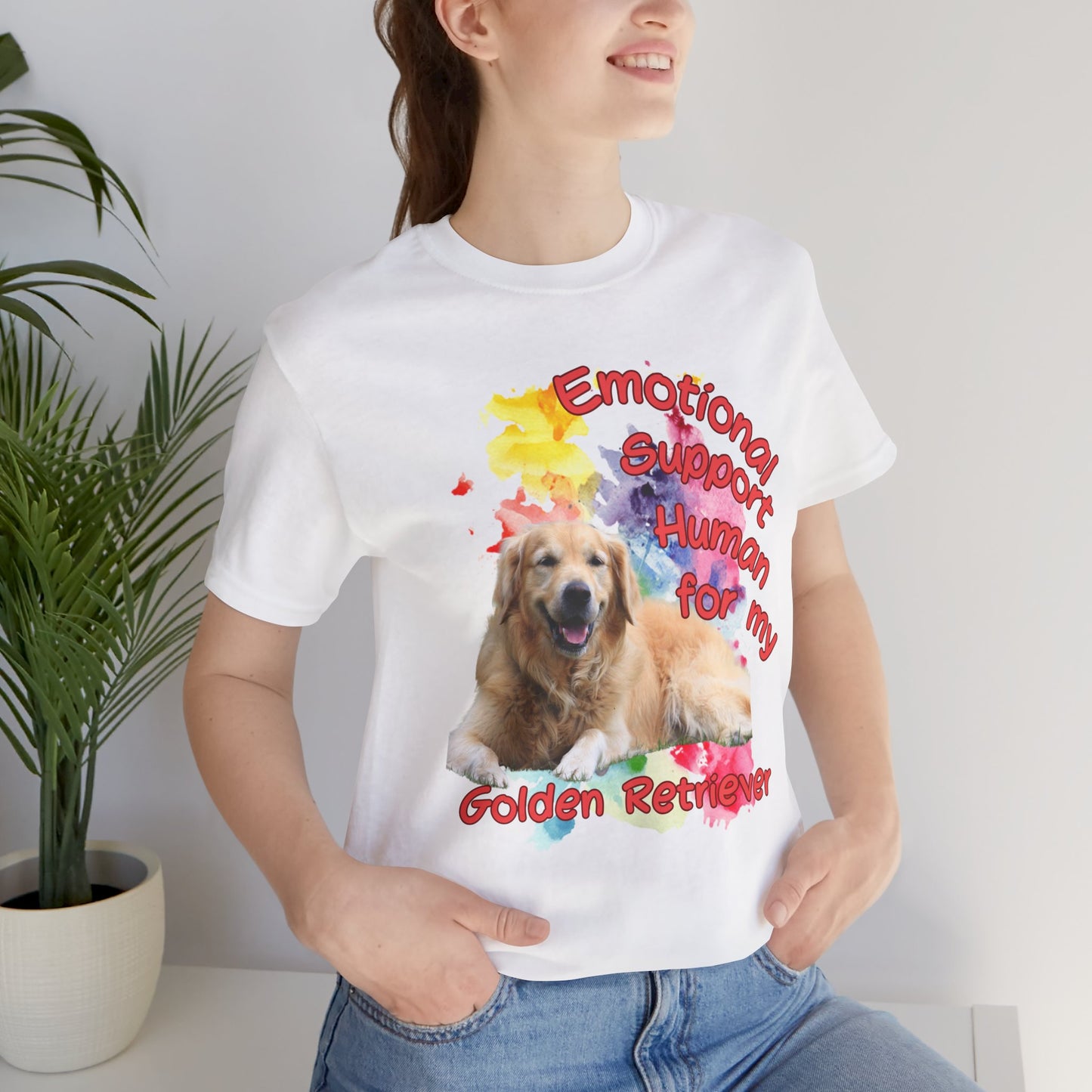Emotional Support Dog Lover Tee - Unisex Jersey Short Sleeve Shirt for Golden Retriever Owners