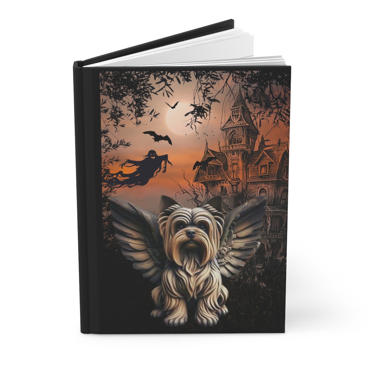 Yorkie Gargoyle guardian angel Hardcover Journal Matte