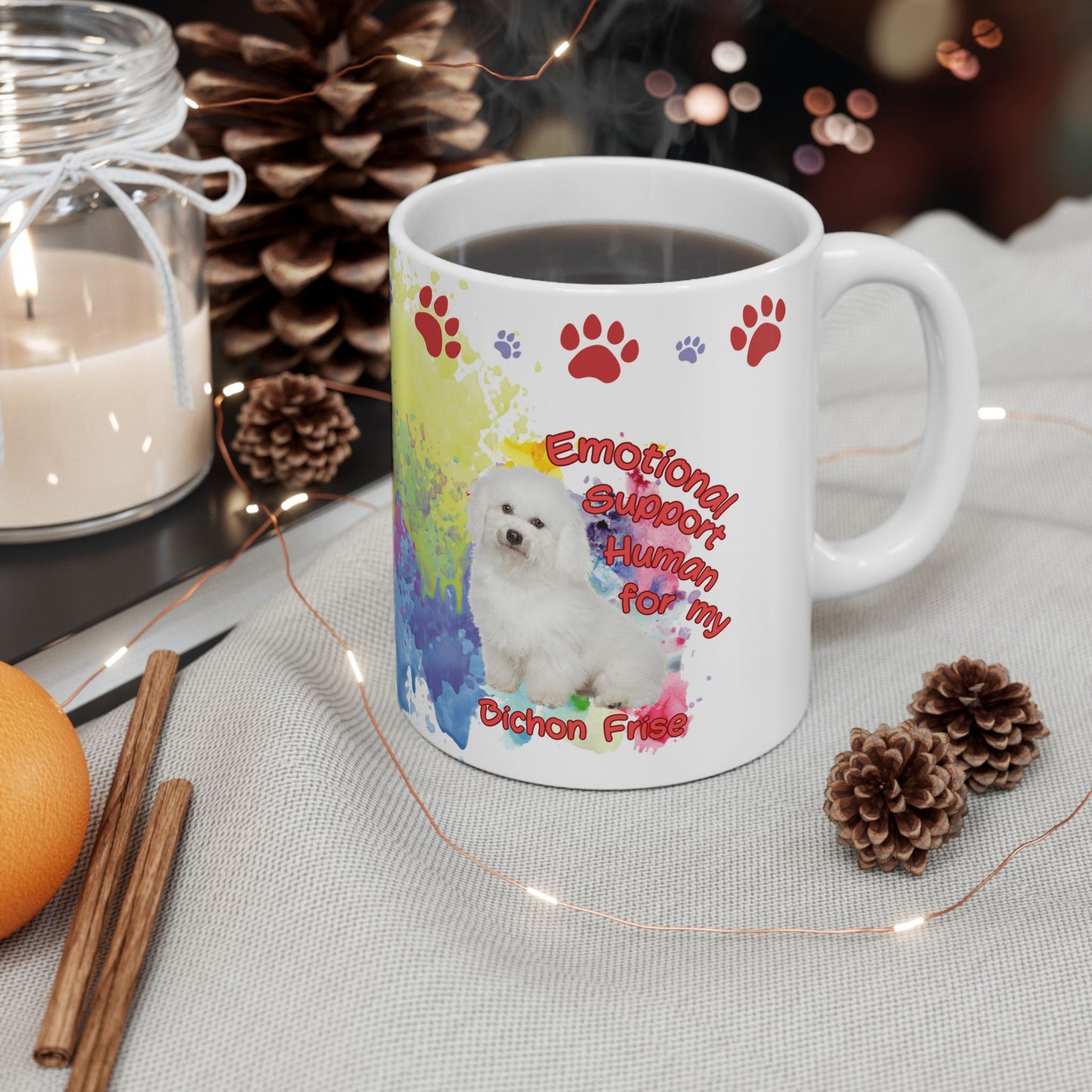 Emotional Support Human for Bichon Frise Ceramic Coffee Mug