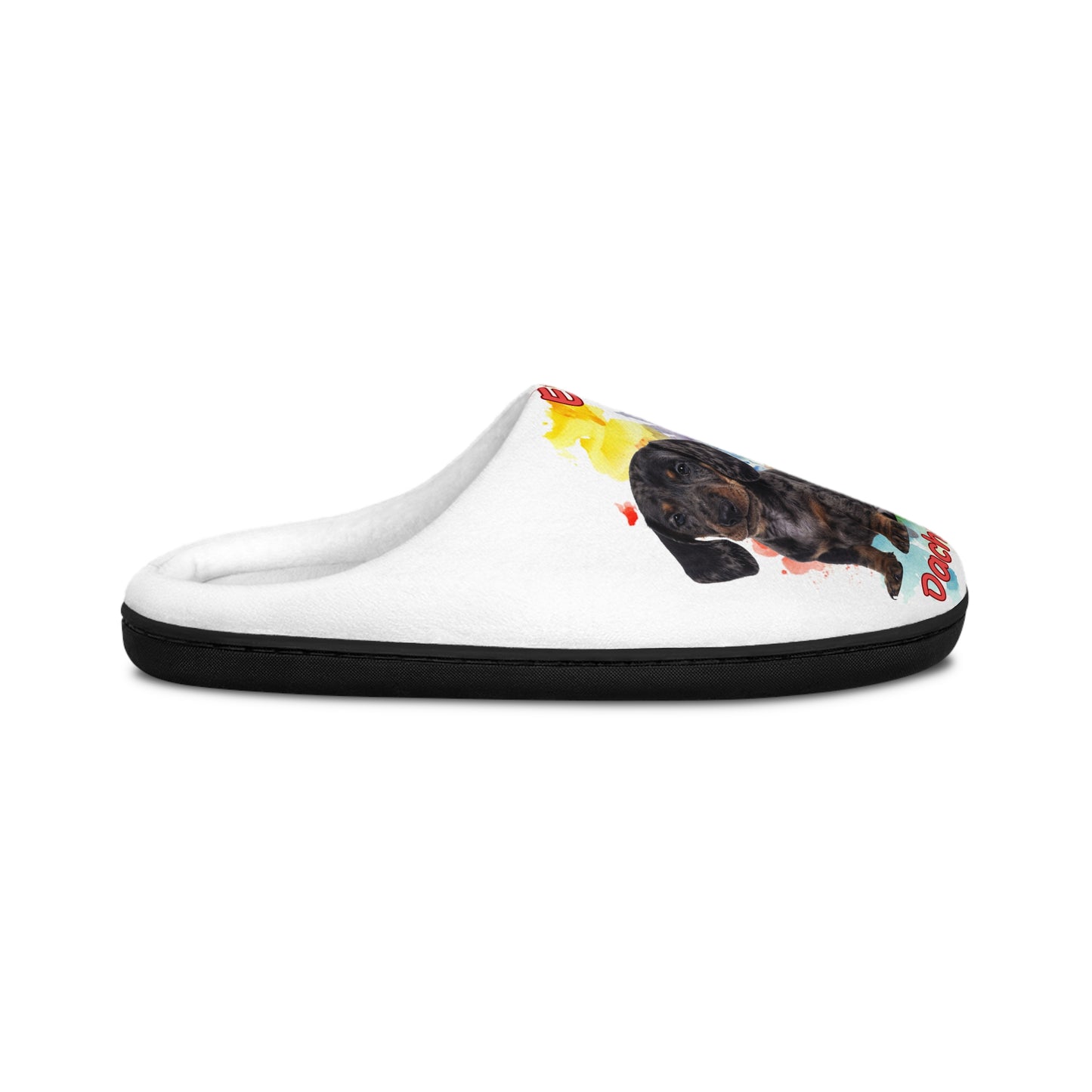 Emotional Support Human Women's Indoor Slippers - Dachshund Design