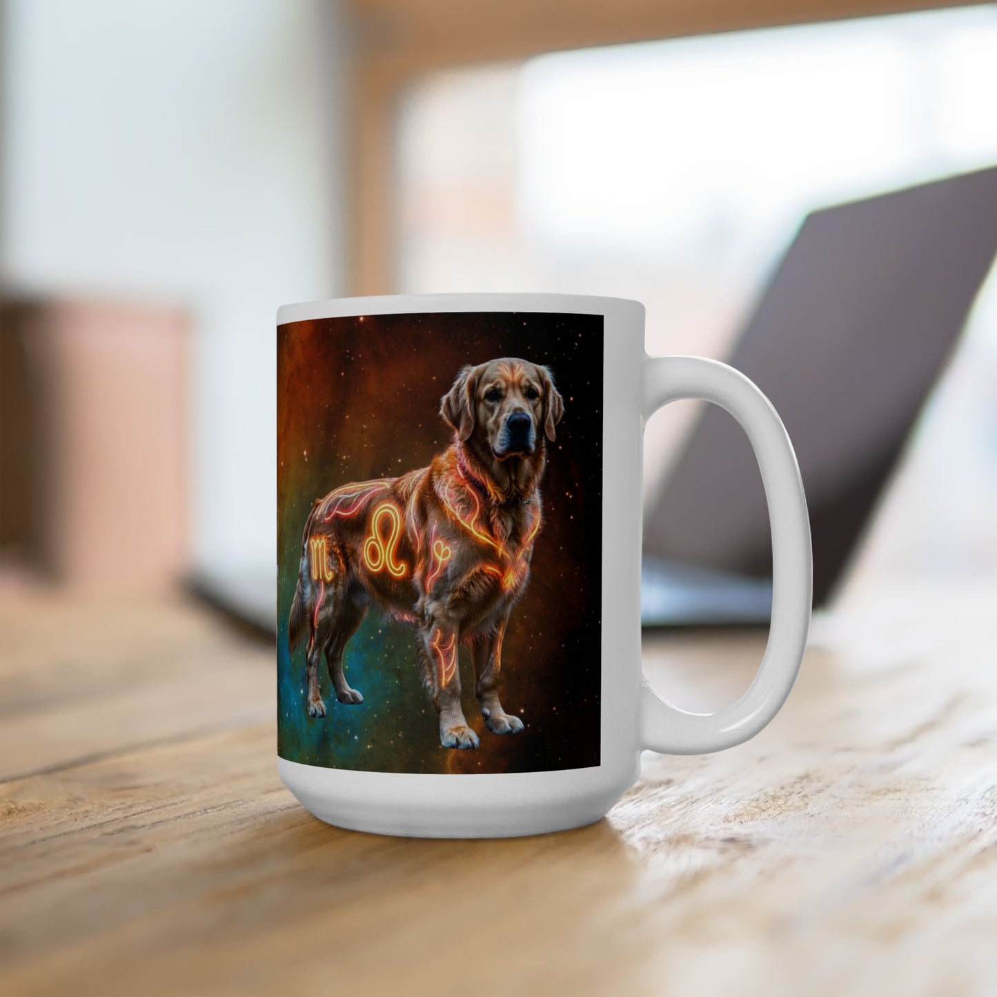 Golden Retriever Leo Zodiac Ceramic Mug - Celestial Astrology Coffee Cup