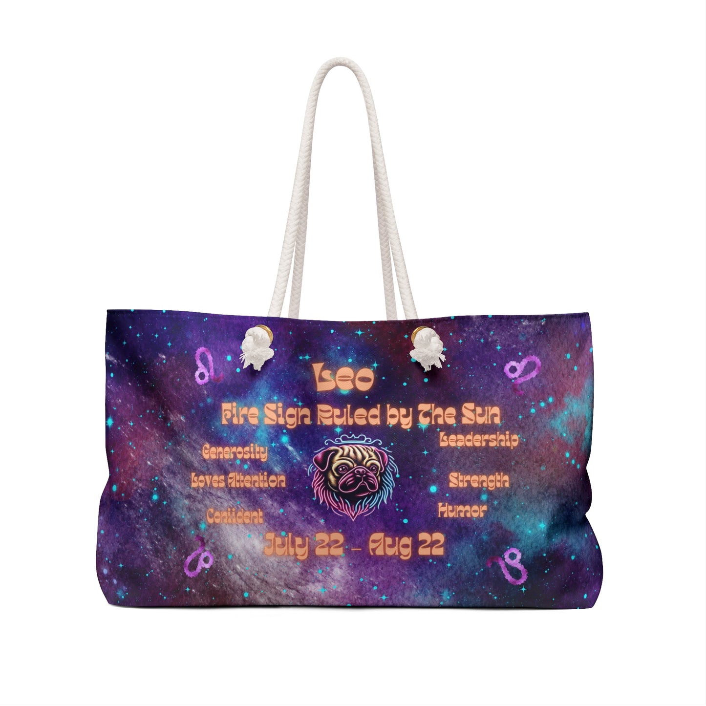 Celestial Zodiac Leo as Pug Weekender Bag _Dog Breed Zodiac