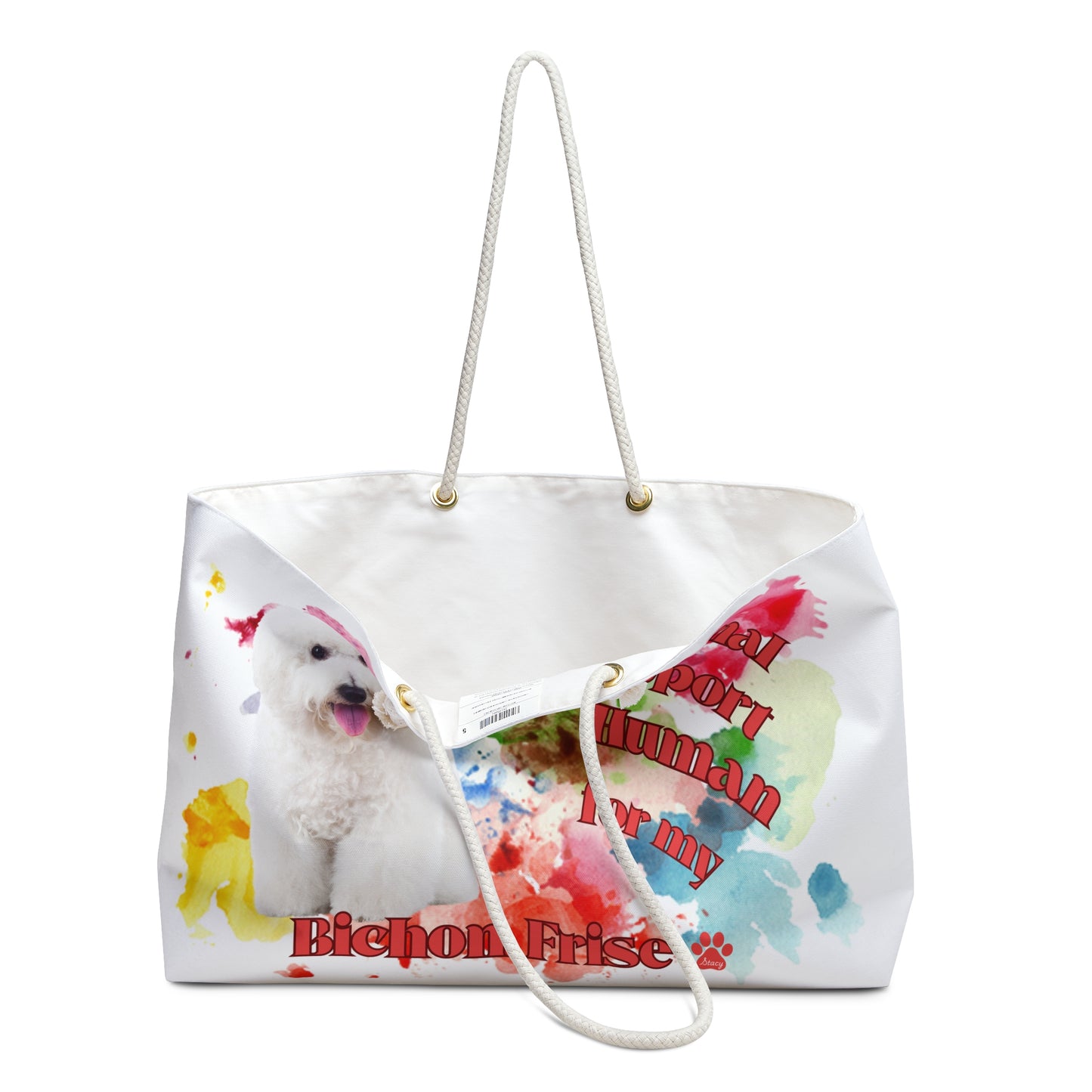 Emotional Support Human for my bichon Frise Weekender Bag with rope handles