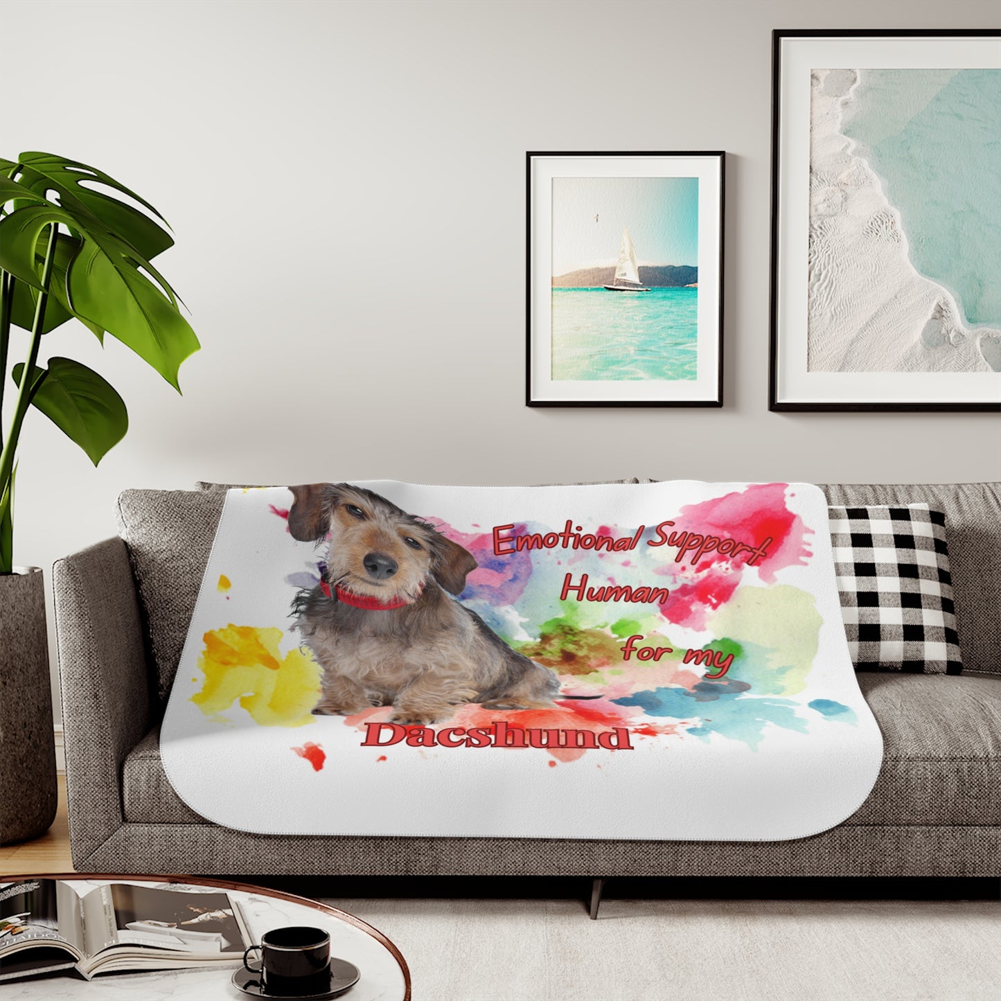 Wire Haired Dachshund Emotional Support Sherpa Blanket - Cozy Pet Lover Gift