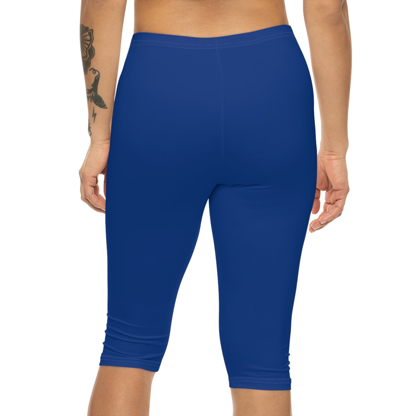 Paws and Hearts French Bulldog Capri Leggings Blue and White