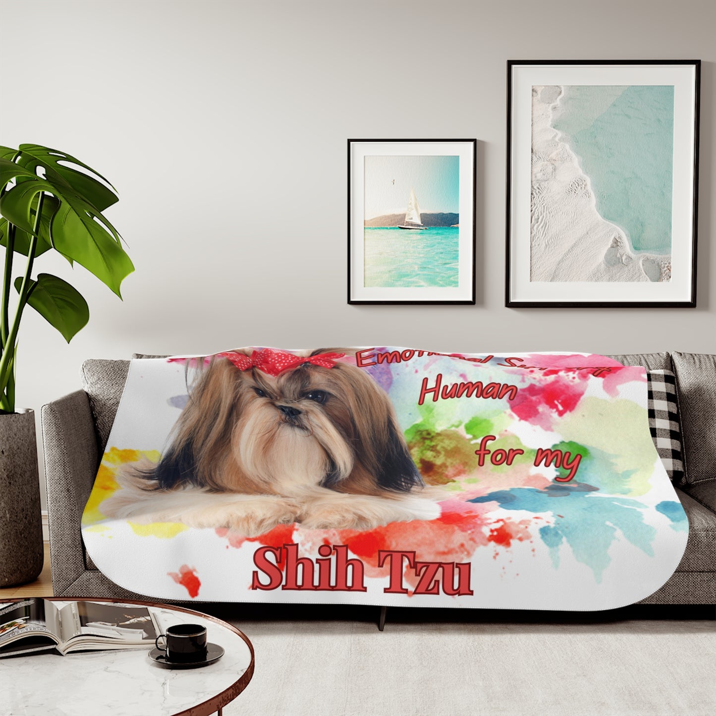 Emotional Support Human Sherpa Blanket for Shih Tzu Lovers - Cozy Two-Color Throw